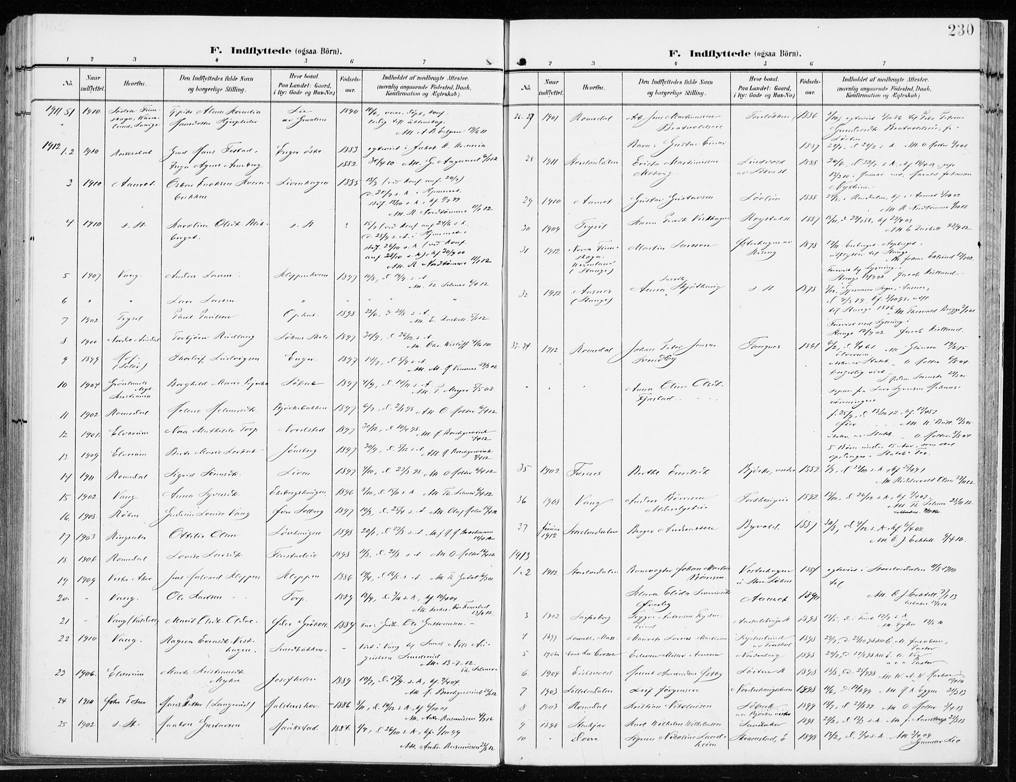 Løten prestekontor, SAH/PREST-022/K/Ka/L0011: Parish register (official) no. 11, 1908-1917, p. 230