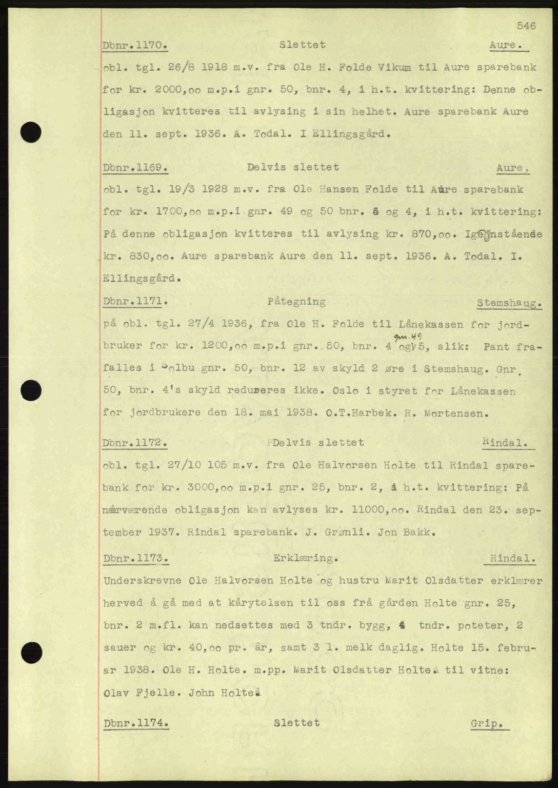 Nordmøre sorenskriveri, AV/SAT-A-4132/1/2/2Ca: Mortgage book no. C80, 1936-1939, Diary no: : 1170/1938