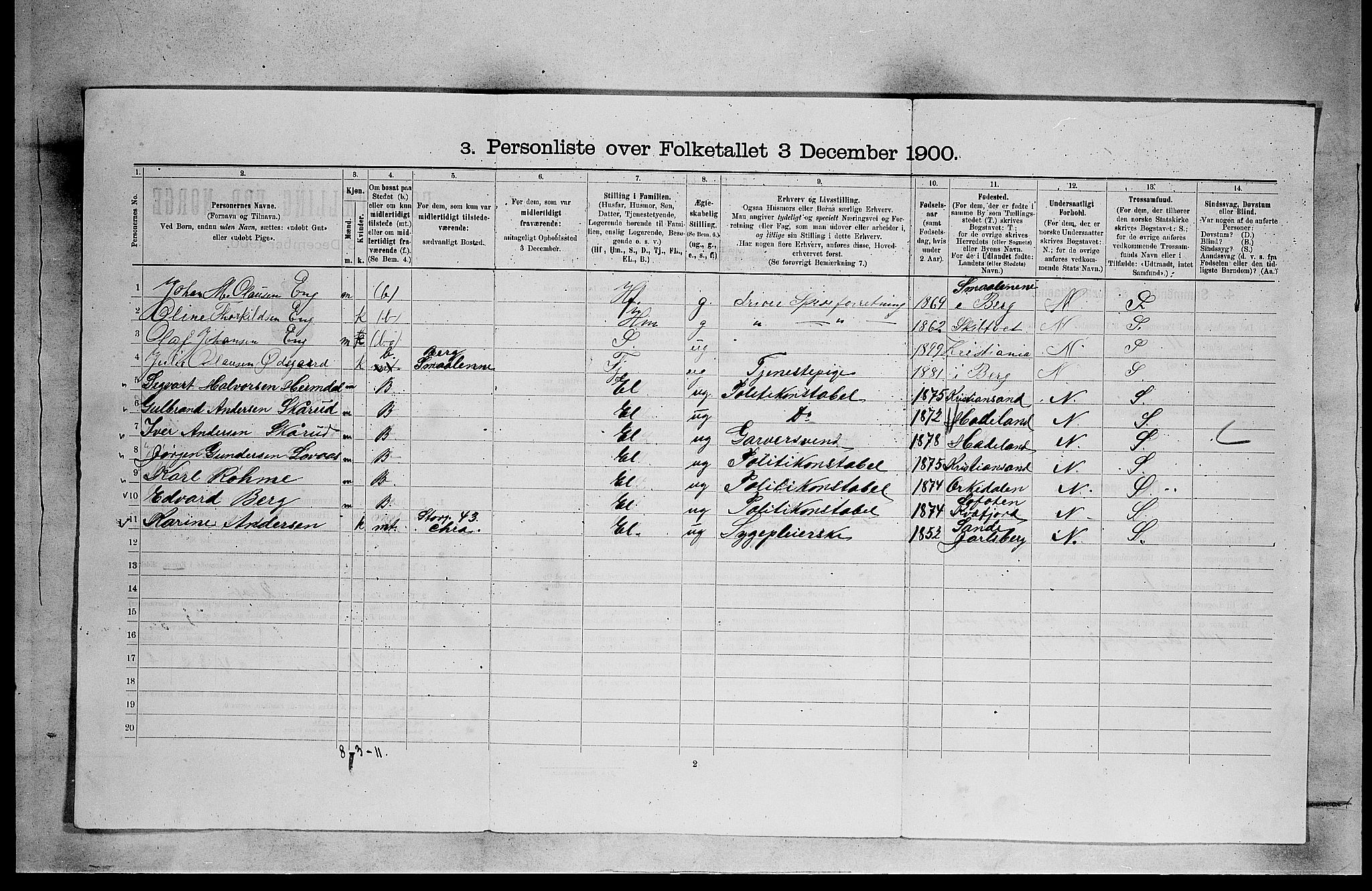 SAO, 1900 census for Kristiania, 1900, p. 9491