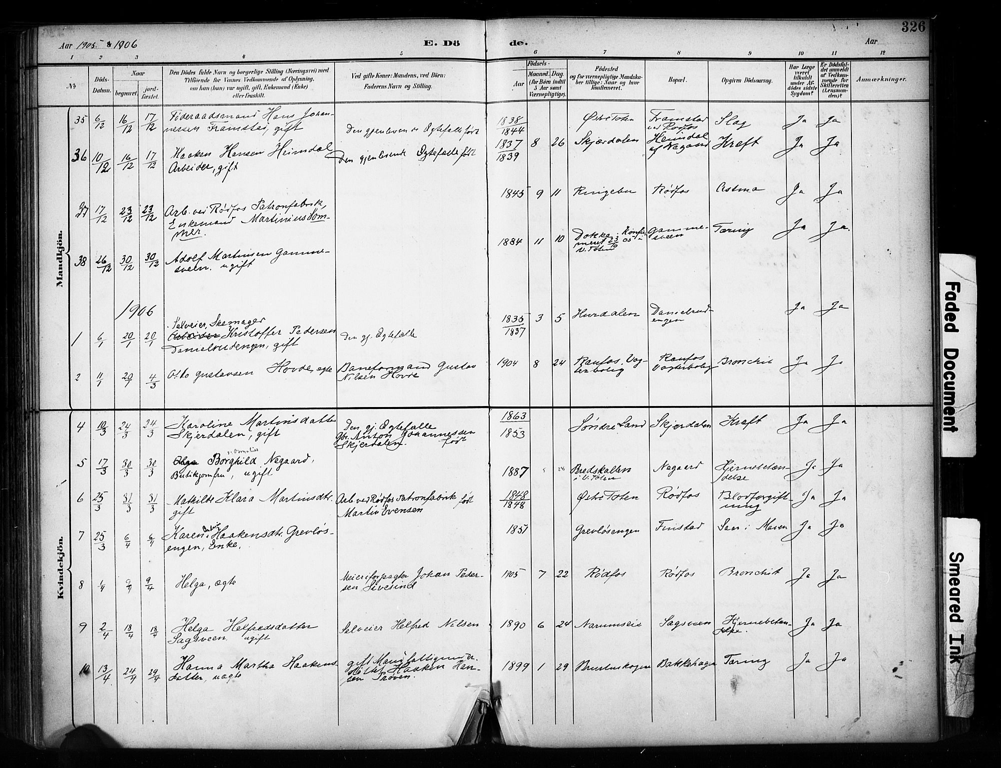 Vestre Toten prestekontor, SAH/PREST-108/H/Ha/Haa/L0011: Parish register (official) no. 11, 1895-1906, p. 326