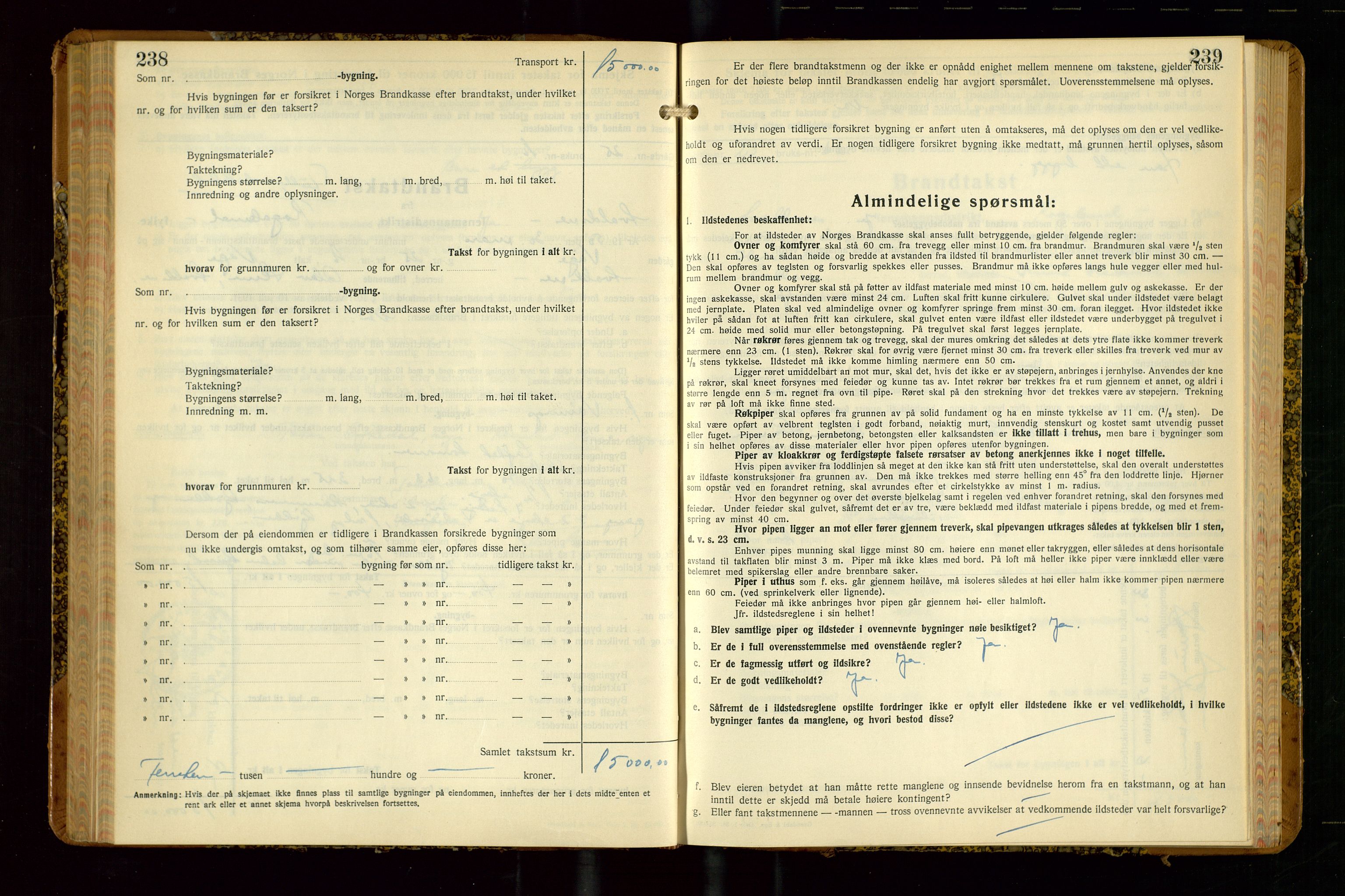 Avaldsnes lensmannskontor, AV/SAST-A-100286/Gob/L0002: "Branntakstprotokoll for Avaldsnes lensmannsdistrikt Rogaland fylke", 1940-1950, p. 238-239