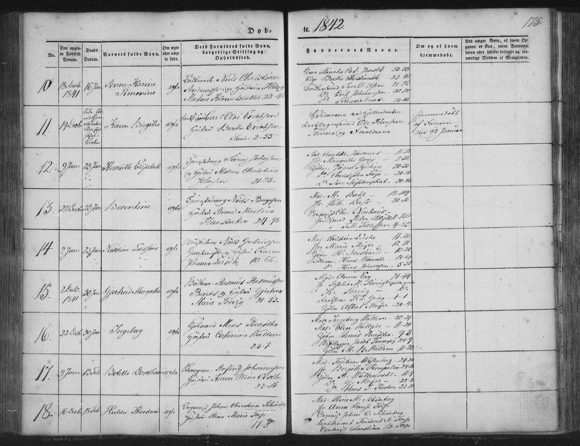 Korskirken sokneprestembete, SAB/A-76101/H/Haa/L0016: Parish register (official) no. B 2, 1841-1851, p. 175
