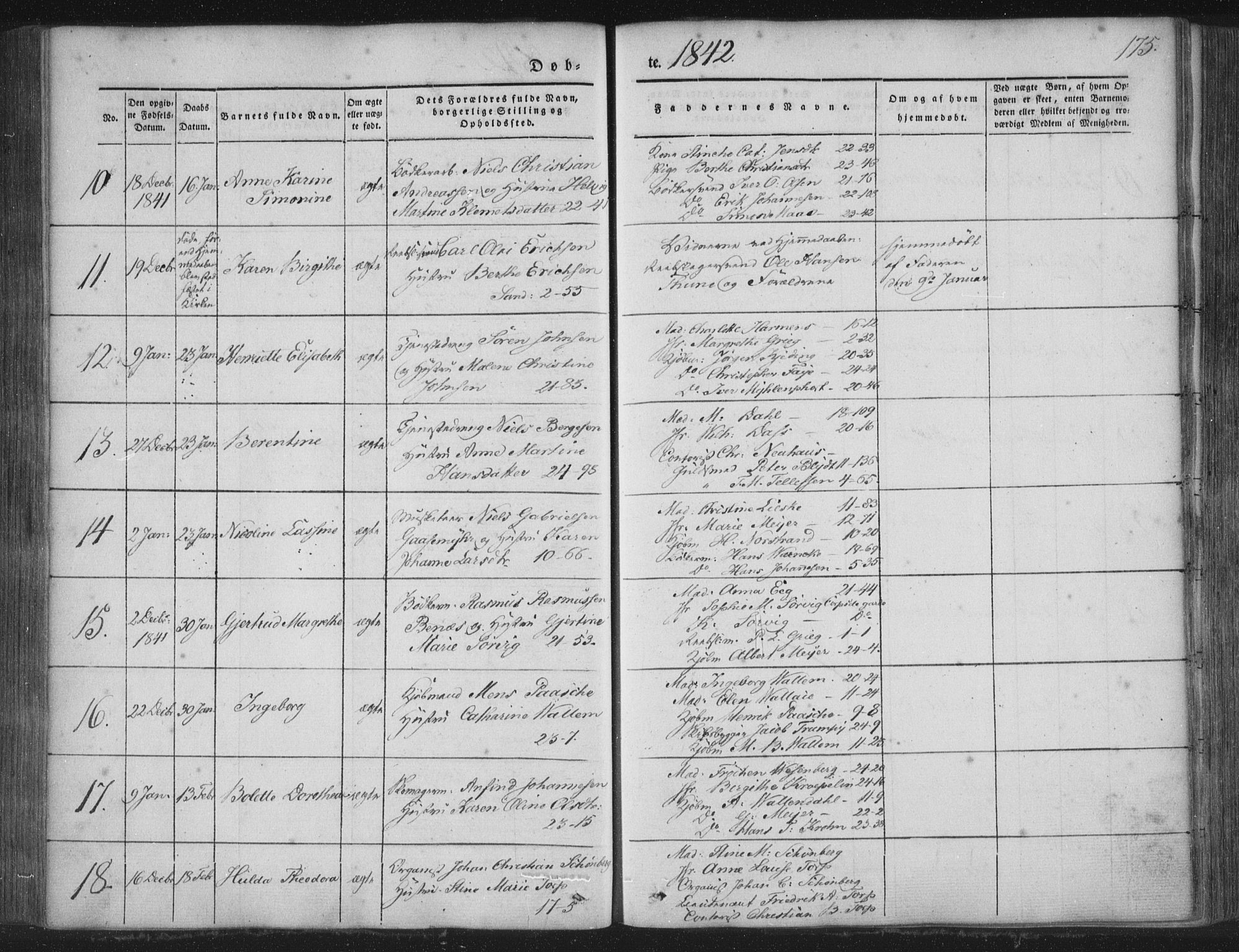 Korskirken sokneprestembete, AV/SAB-A-76101/H/Haa/L0016: Parish register (official) no. B 2, 1841-1851, p. 175