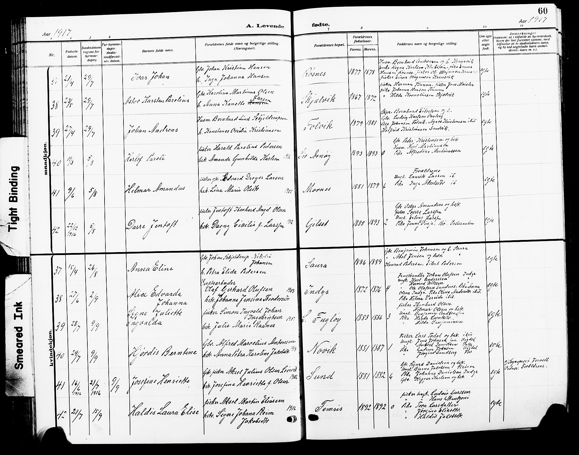 Ministerialprotokoller, klokkerbøker og fødselsregistre - Nordland, AV/SAT-A-1459/805/L0110: Parish register (copy) no. 805C06, 1909-1924, p. 60