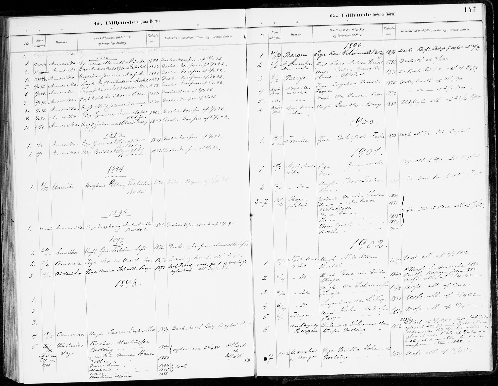 Leikanger sokneprestembete, AV/SAB-A-81001/H/Haa/Haad/L0001: Parish register (official) no. D 1, 1887-1922, p. 147