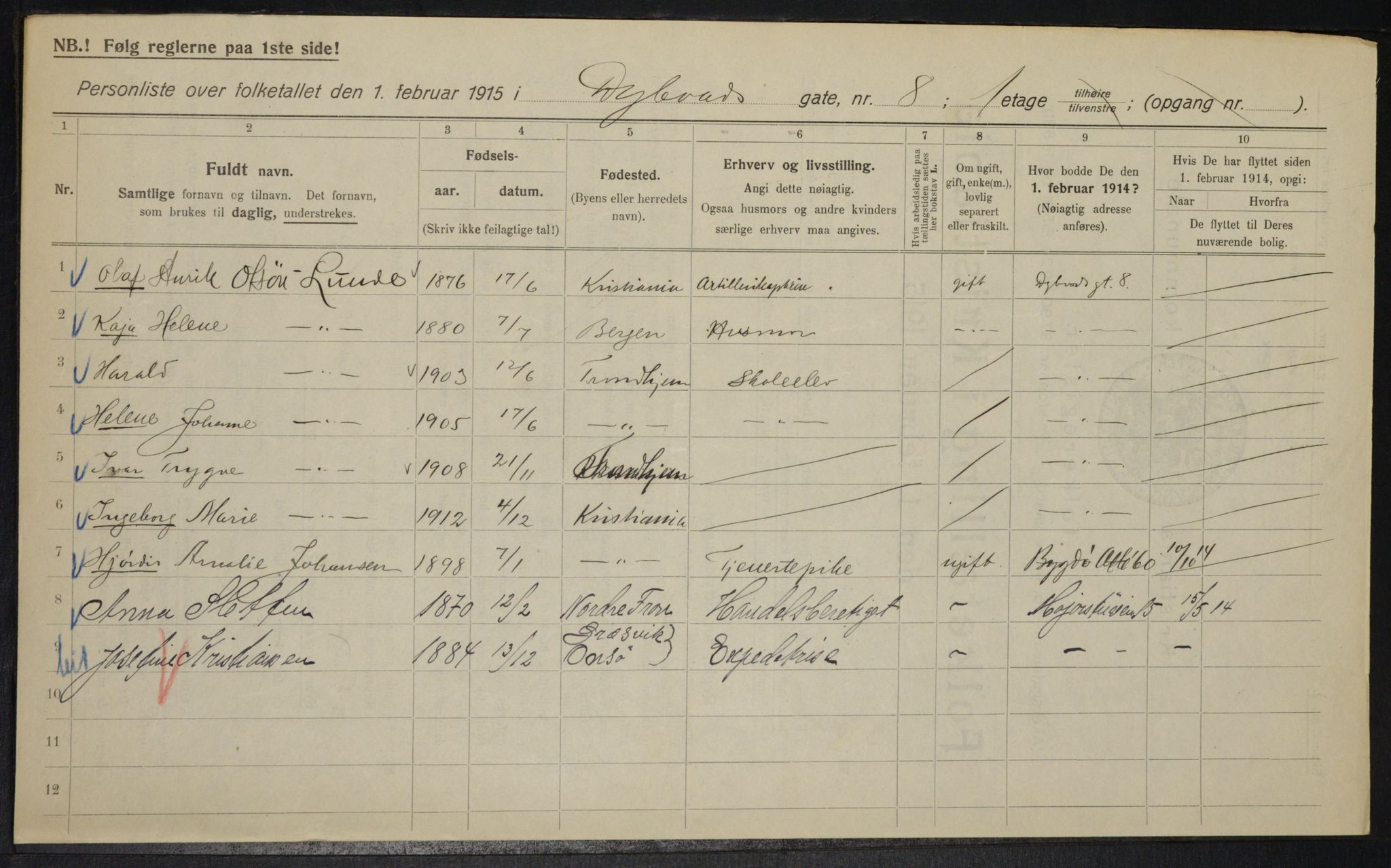 OBA, Municipal Census 1915 for Kristiania, 1915, p. 17544