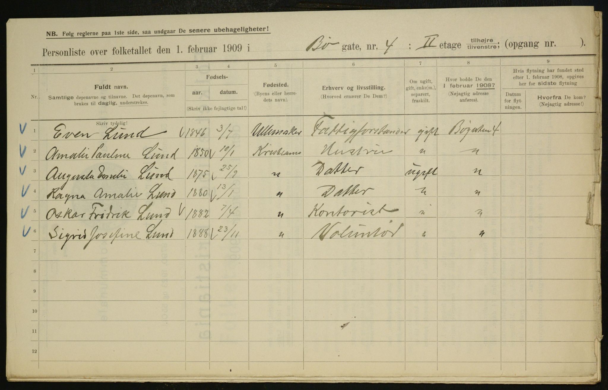 OBA, Municipal Census 1909 for Kristiania, 1909, p. 10006