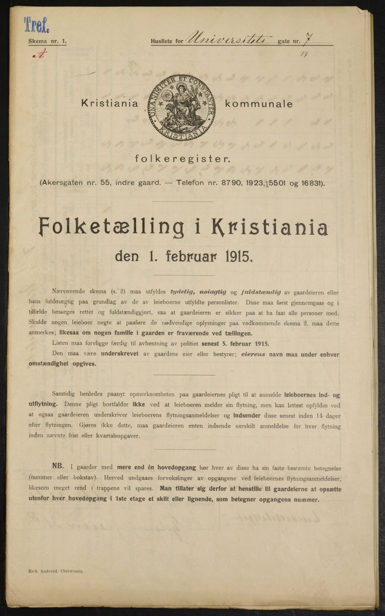 OBA, Municipal Census 1915 for Kristiania, 1915, p. 120627