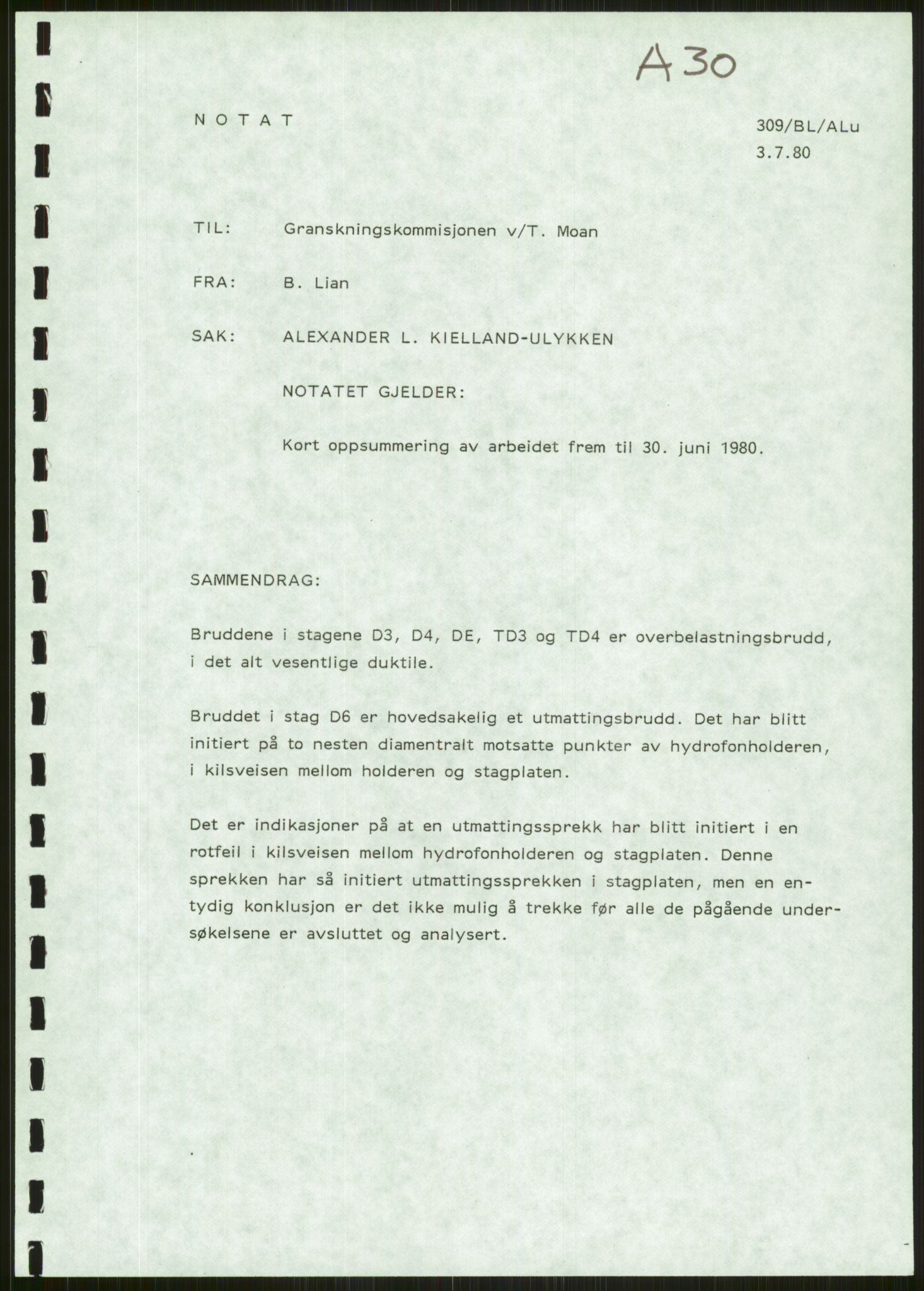 Justisdepartementet, Granskningskommisjonen ved Alexander Kielland-ulykken 27.3.1980, RA/S-1165/D/L0006: A Alexander L. Kielland (Doku.liste + A3-A6, A11-A13, A18-A20-A21, A23, A31 av 31)/Dykkerjournaler, 1980-1981, p. 606