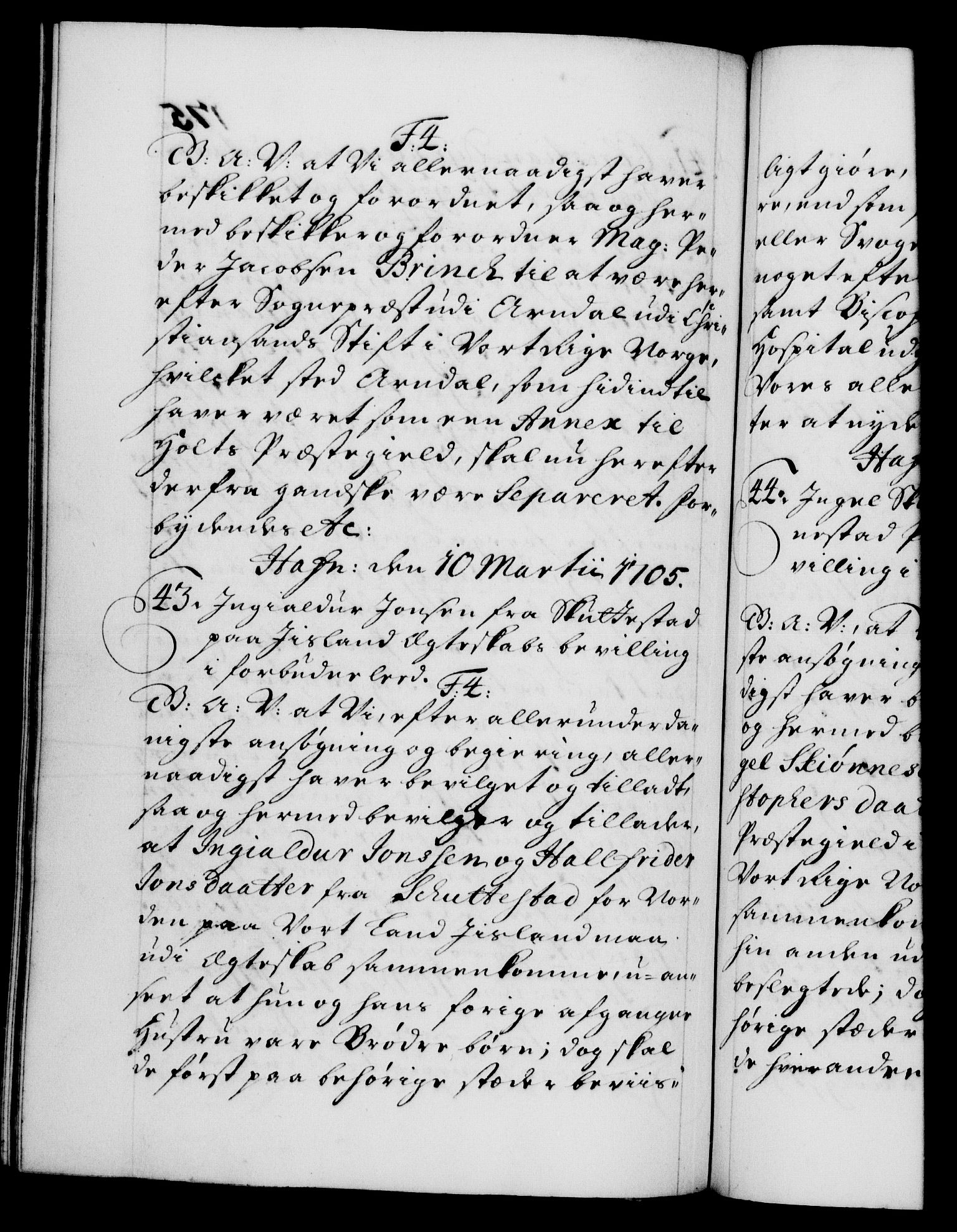 Danske Kanselli 1572-1799, AV/RA-EA-3023/F/Fc/Fca/Fcaa/L0019: Norske registre, 1704-1707, p. 175b