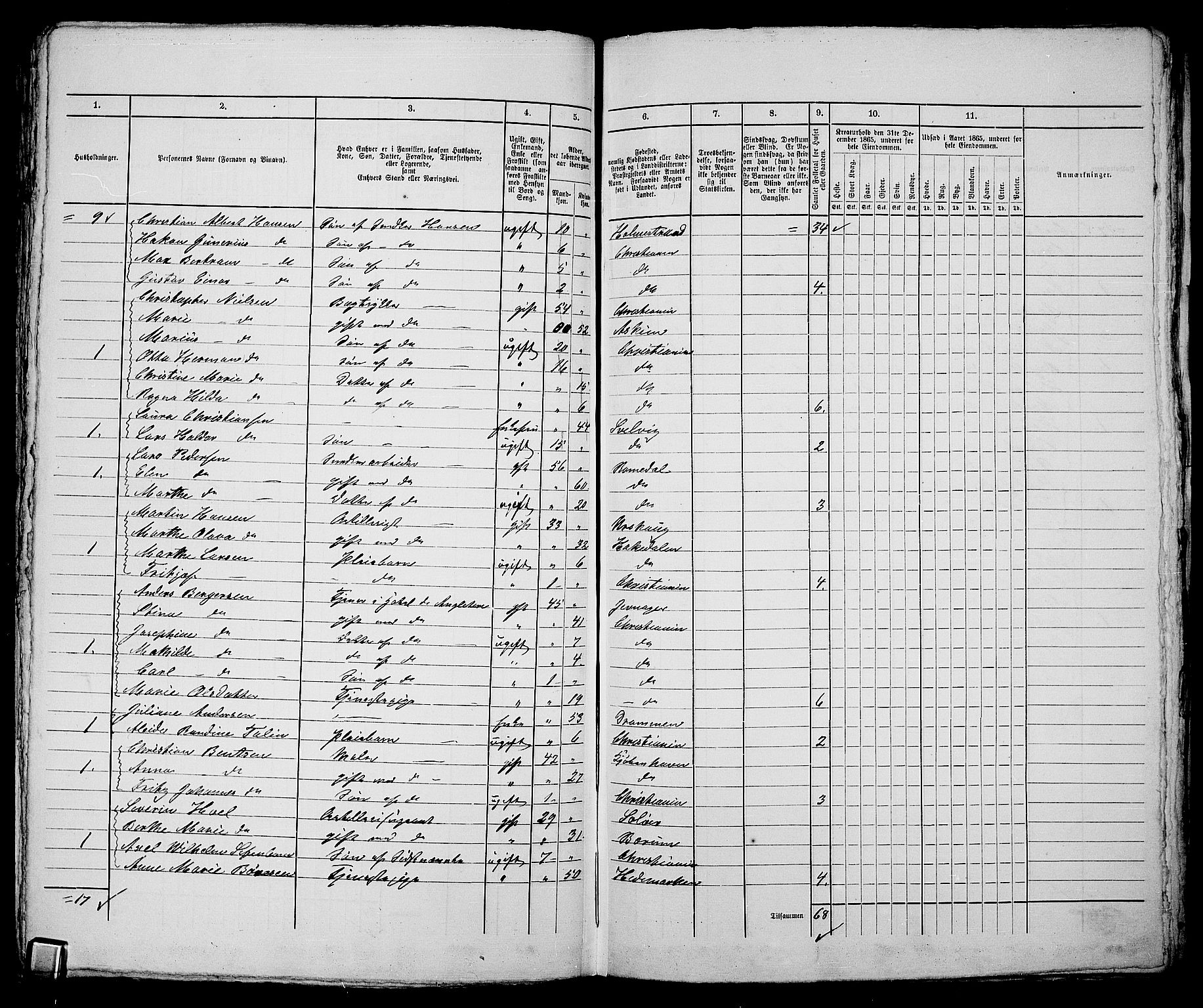 RA, 1865 census for Kristiania, 1865, p. 2942