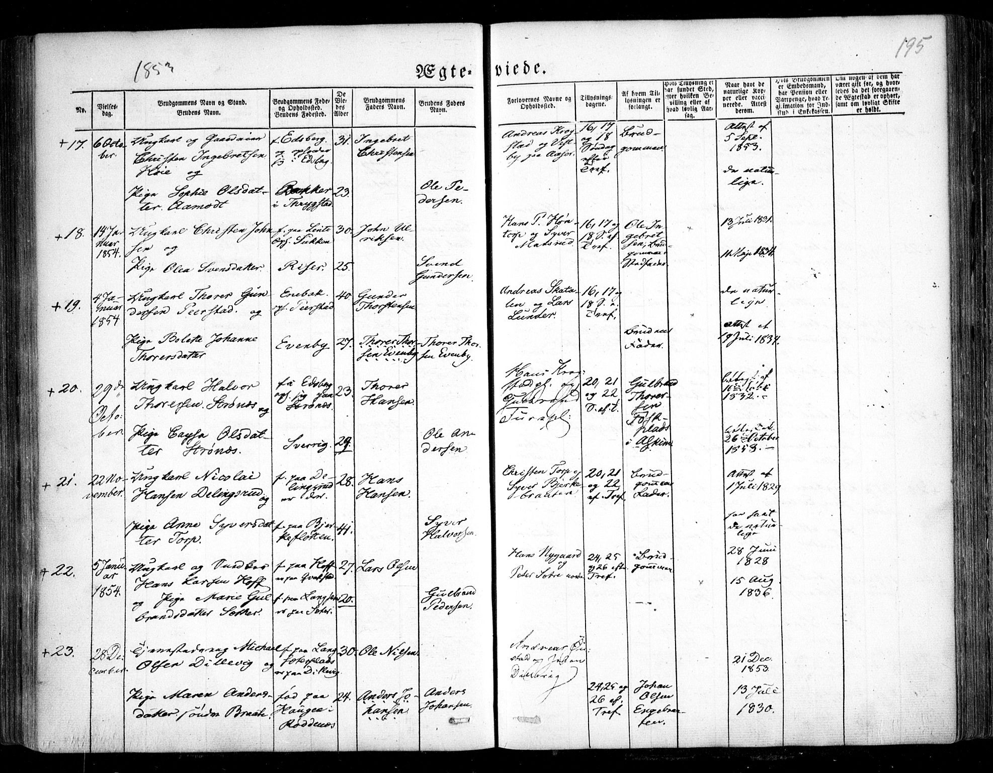 Trøgstad prestekontor Kirkebøker, AV/SAO-A-10925/F/Fa/L0007: Parish register (official) no. I 7, 1845-1854, p. 195