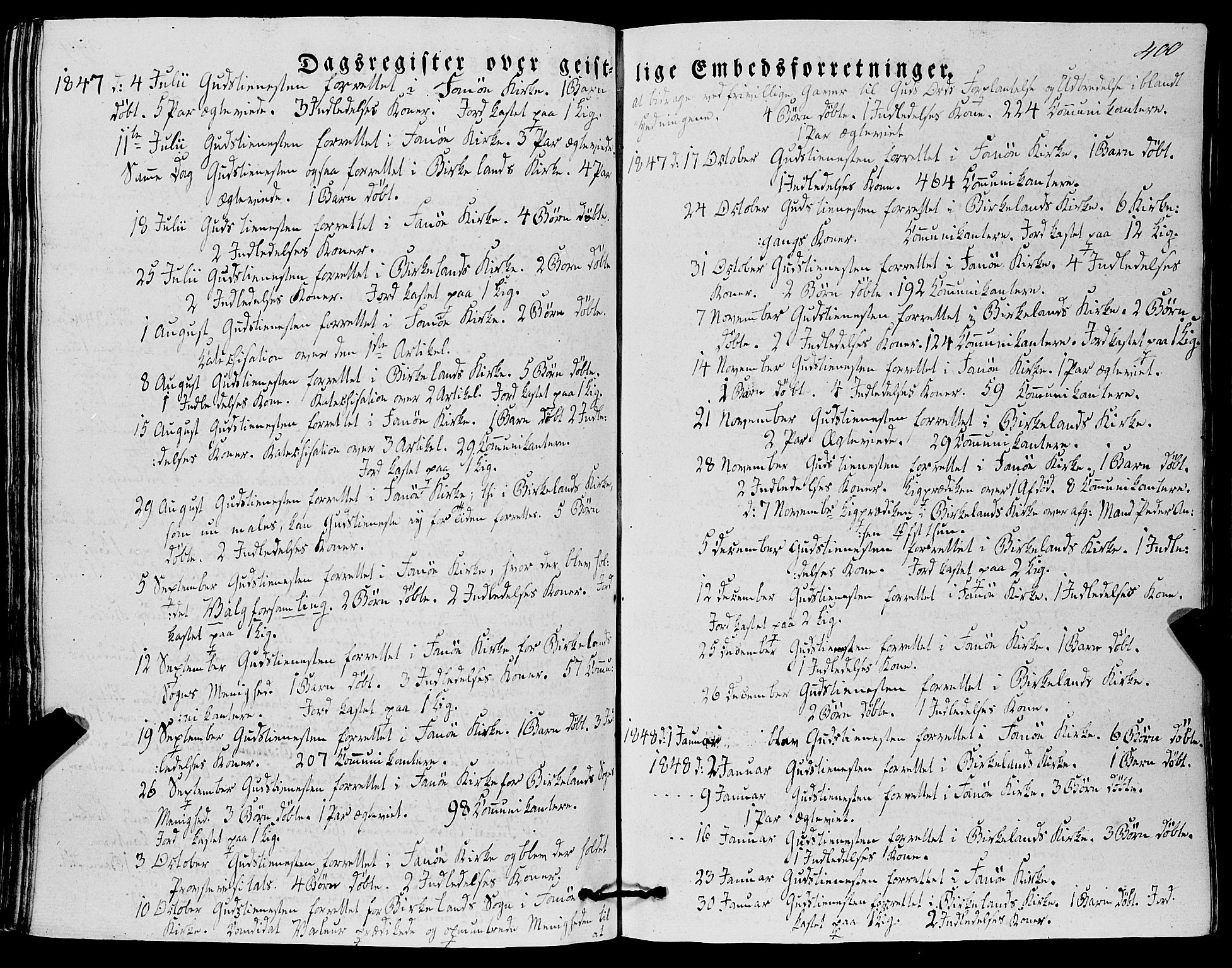 Fana Sokneprestembete, SAB/A-75101/H/Haa/Haaa/L0008: Parish register (official) no. A 8, 1829-1851, p. 400