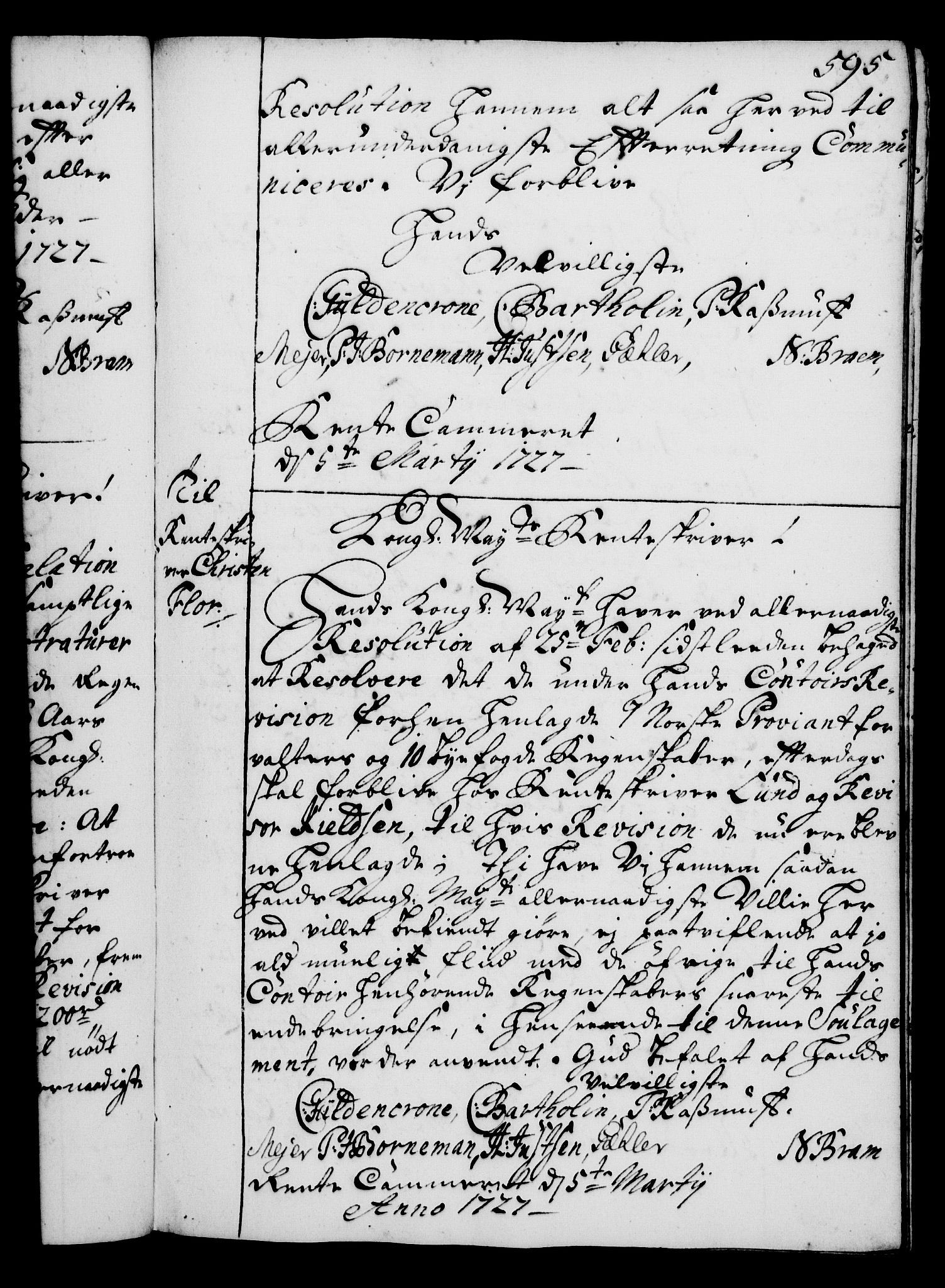 Rentekammeret, Kammerkanselliet, RA/EA-3111/G/Gg/Gga/L0002: Norsk ekspedisjonsprotokoll med register (merket RK 53.2), 1723-1727, p. 595