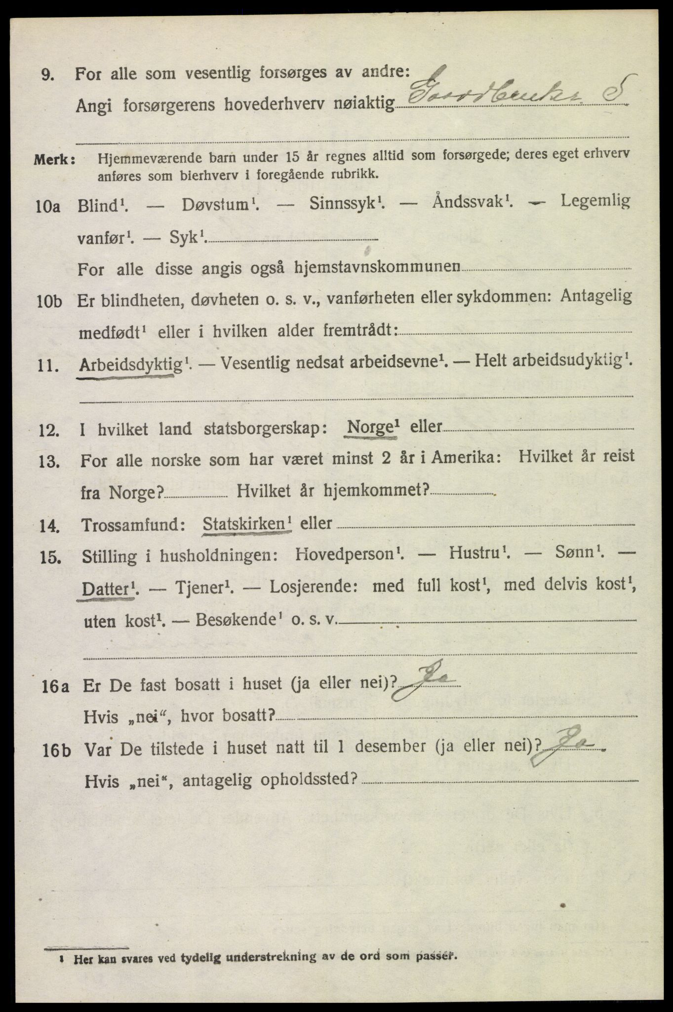 SAH, 1920 census for Trysil, 1920, p. 14962