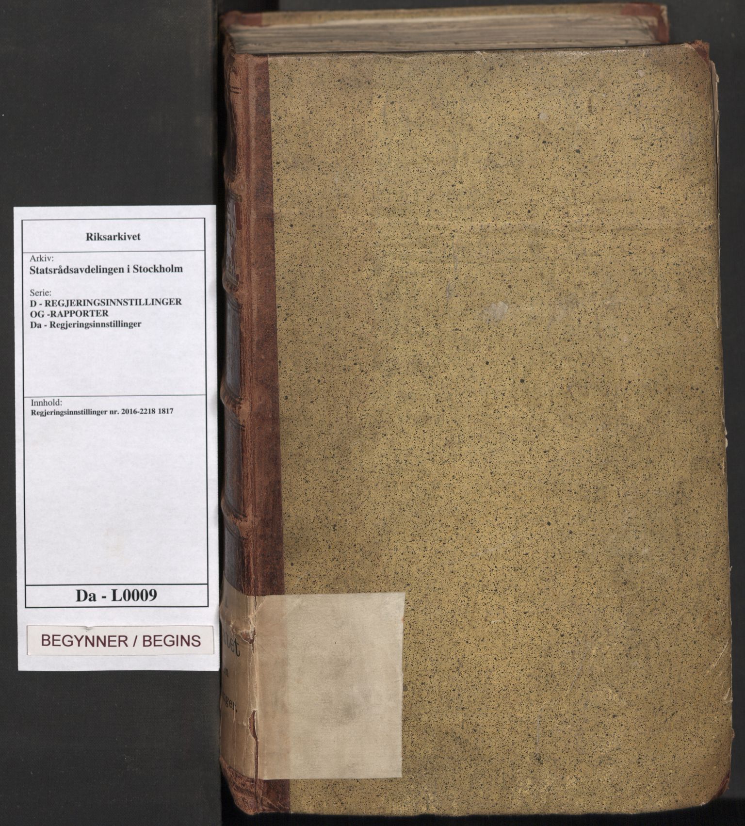 Statsrådsavdelingen i Stockholm, AV/RA-S-1003/D/Da/L0009: Regjeringsinnstillinger nr. 2016-2218, 1817, p. 1