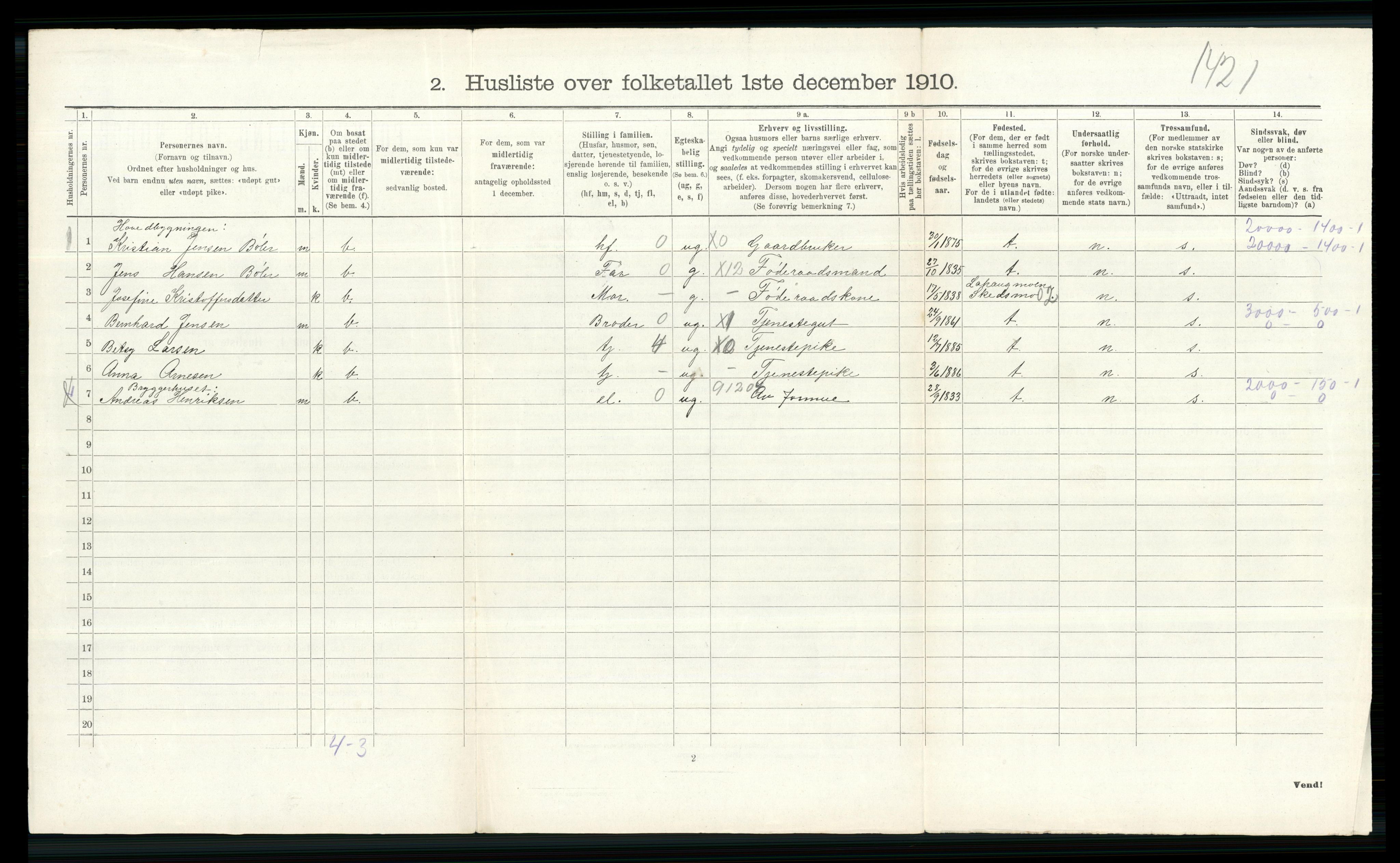 RA, 1910 census for Nittedal, 1910, p. 138