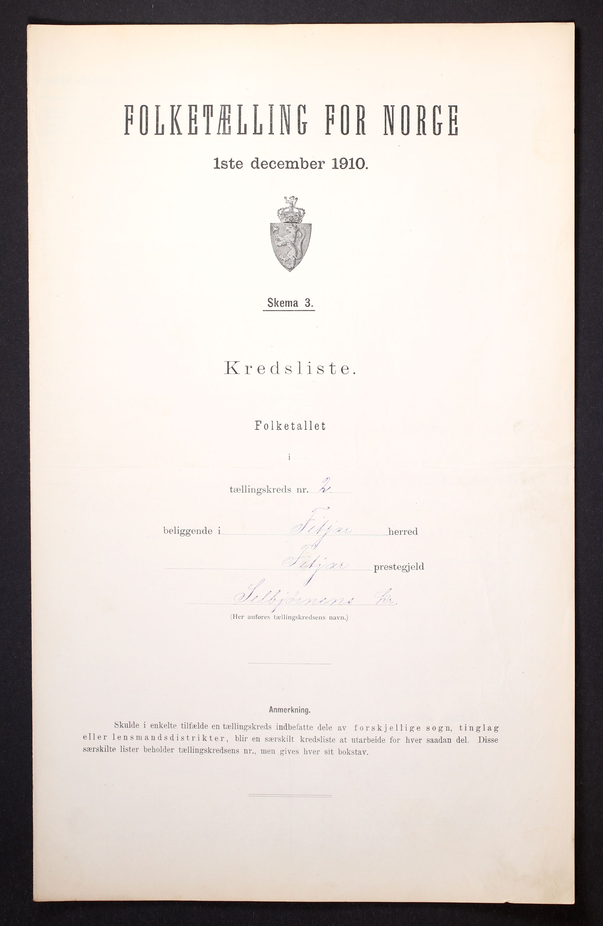 RA, 1910 census for Fitjar, 1910, p. 7