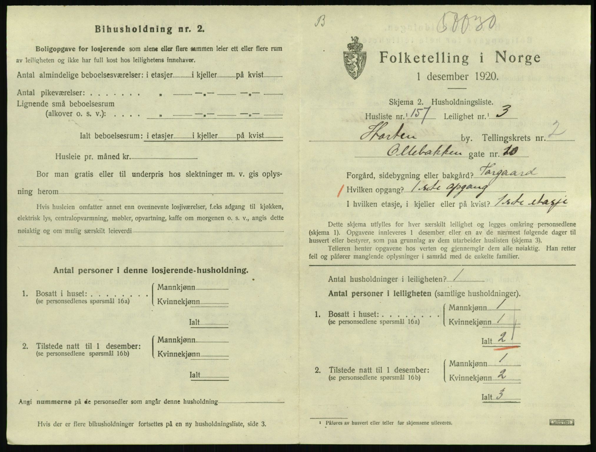 SAKO, 1920 census for Horten, 1920, p. 3929