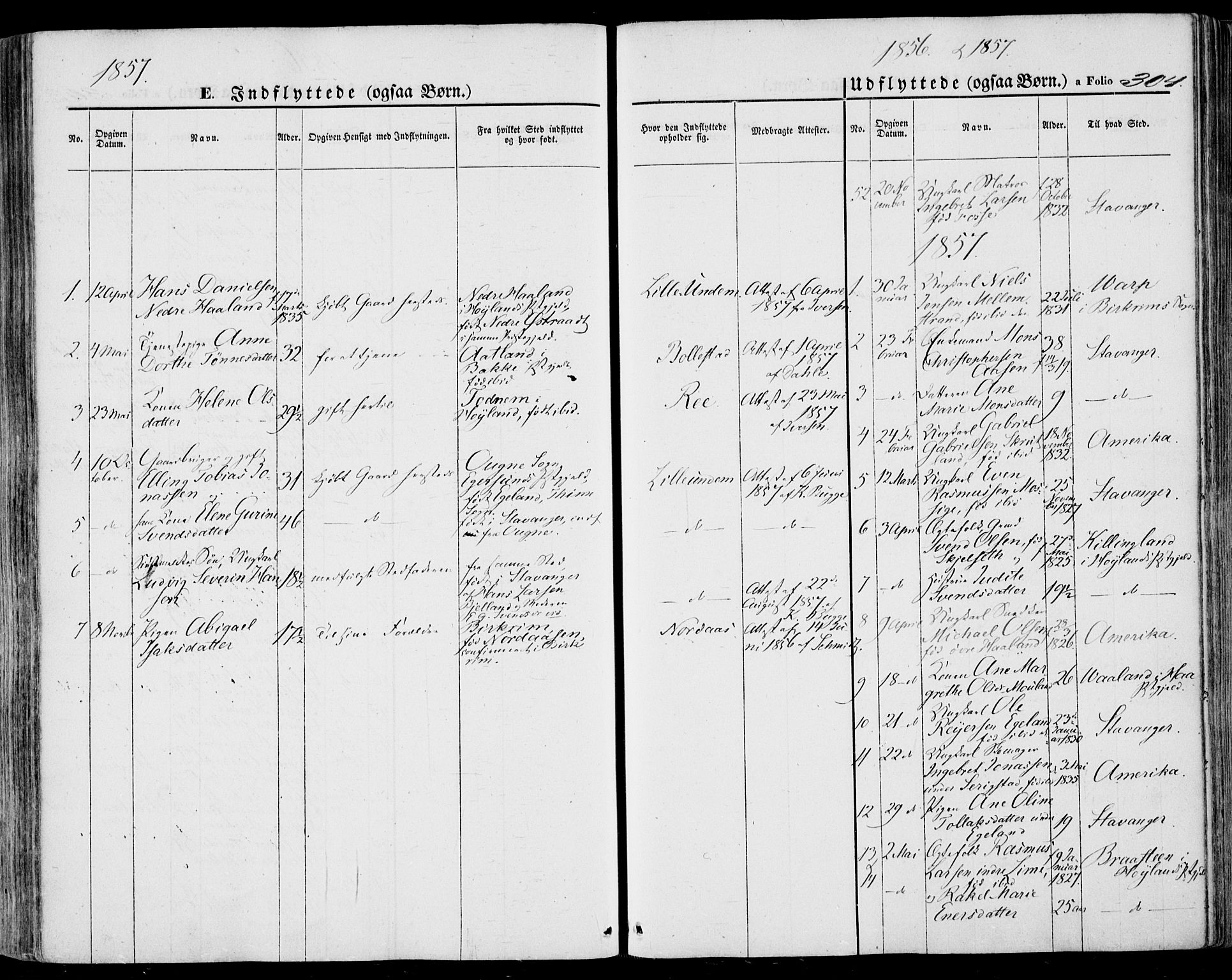 Lye sokneprestkontor, SAST/A-101794/001/30BA/L0007: Parish register (official) no. A 6, 1856-1871, p. 304