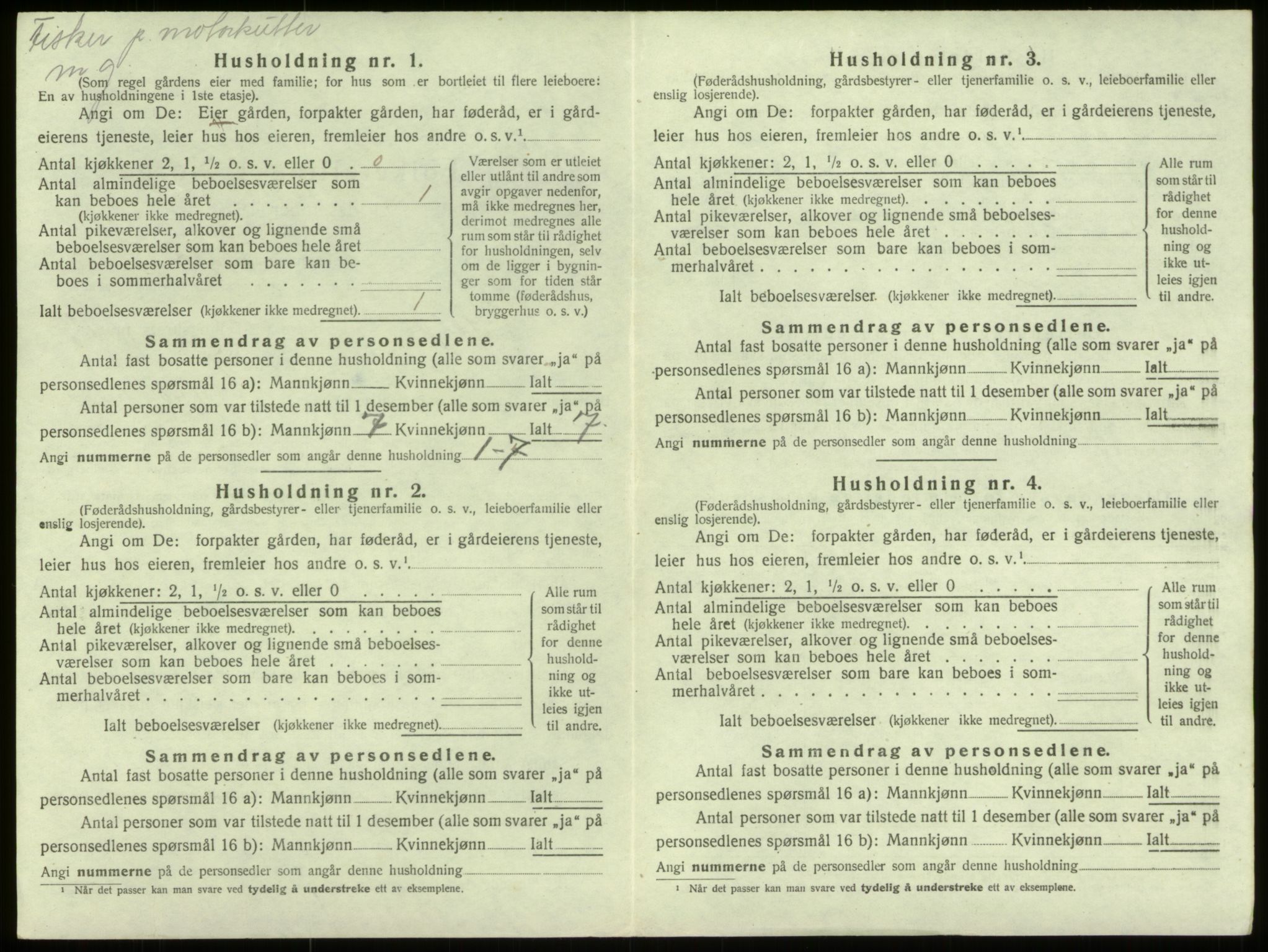 SAB, 1920 census for Selje, 1920, p. 1029