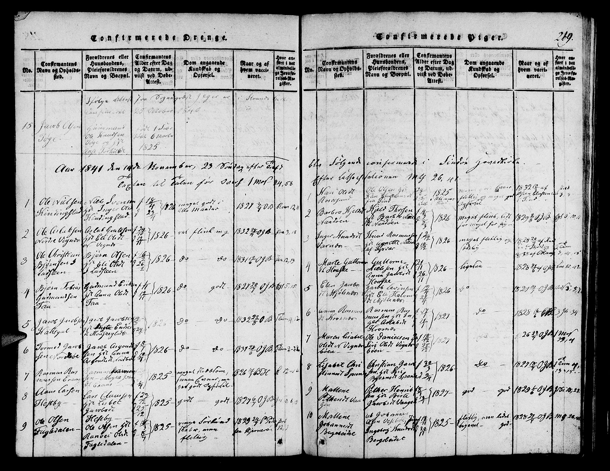 Finnøy sokneprestkontor, AV/SAST-A-101825/H/Ha/Hab/L0001: Parish register (copy) no. B 1, 1816-1856, p. 269