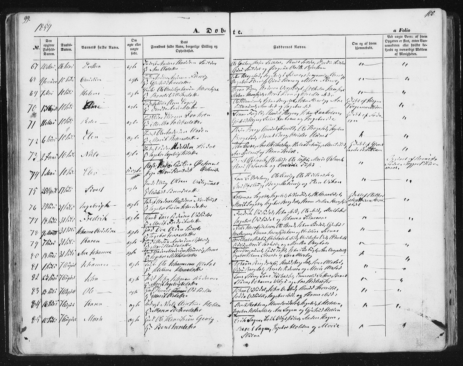 Ministerialprotokoller, klokkerbøker og fødselsregistre - Sør-Trøndelag, SAT/A-1456/630/L0494: Parish register (official) no. 630A07, 1852-1868, p. 99-100