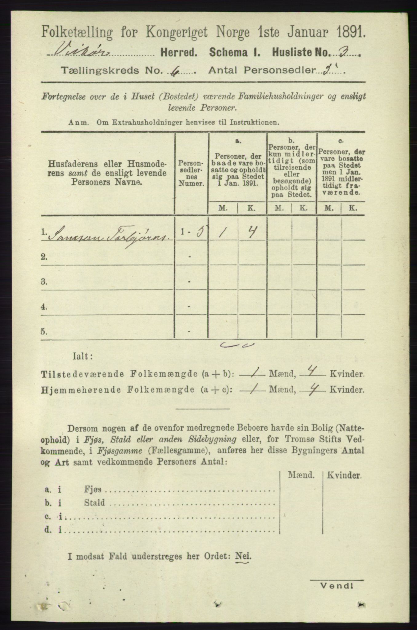 RA, 1891 census for 1238 Vikør, 1891, p. 1743