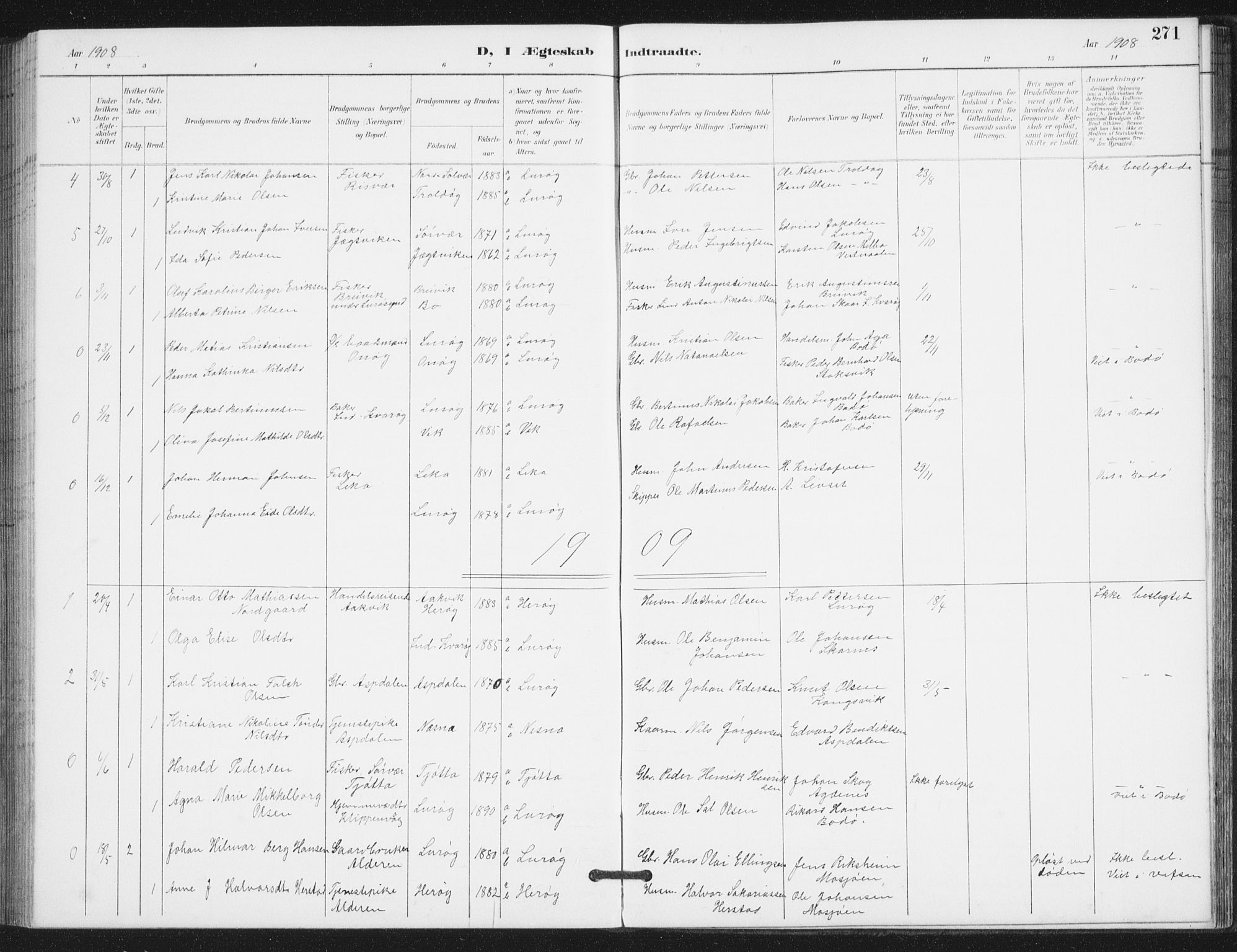 Ministerialprotokoller, klokkerbøker og fødselsregistre - Nordland, SAT/A-1459/839/L0573: Parish register (copy) no. 839C03, 1892-1917, p. 271
