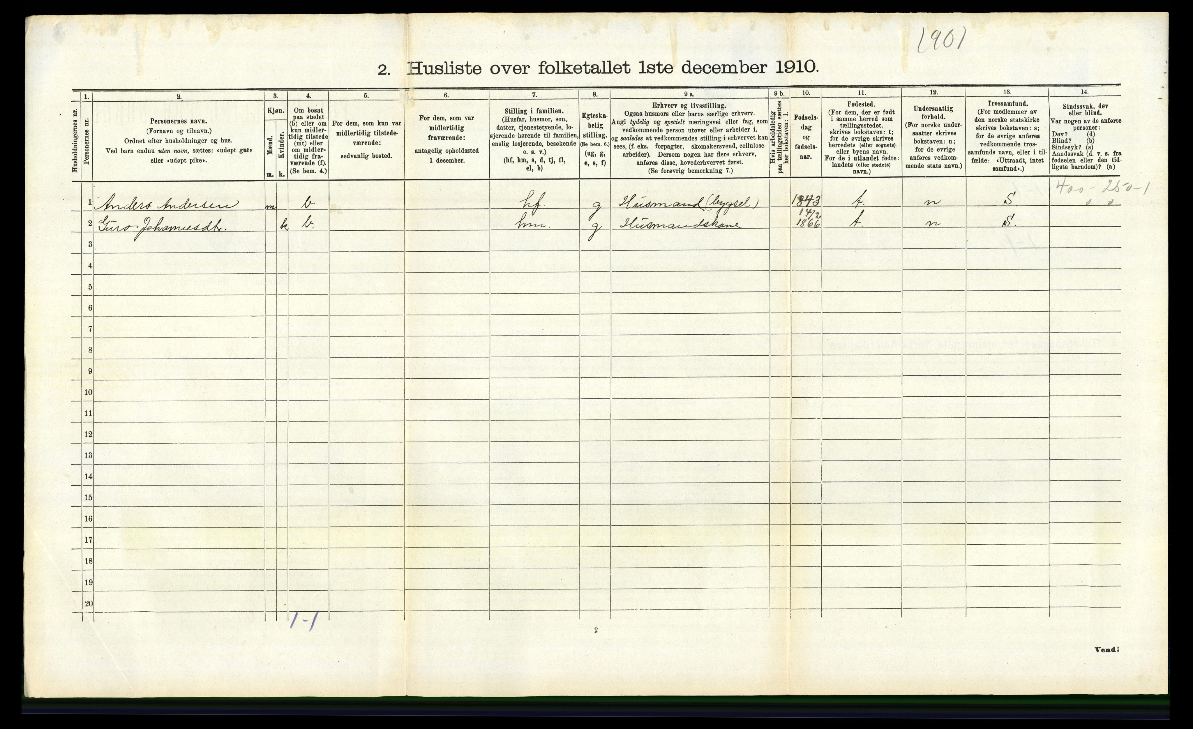 RA, 1910 census for Tysnes, 1910, p. 219