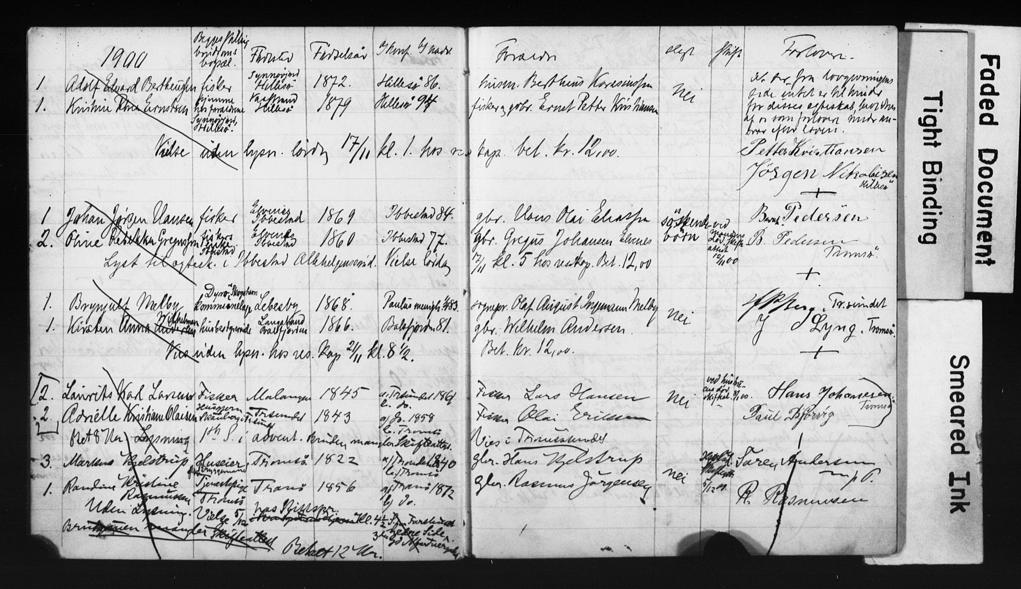 Tromsø sokneprestkontor/stiftsprosti/domprosti, AV/SATØ-S-1343/H/Hc/L0099/0003: Banns register no. 99.3, 1899-1901