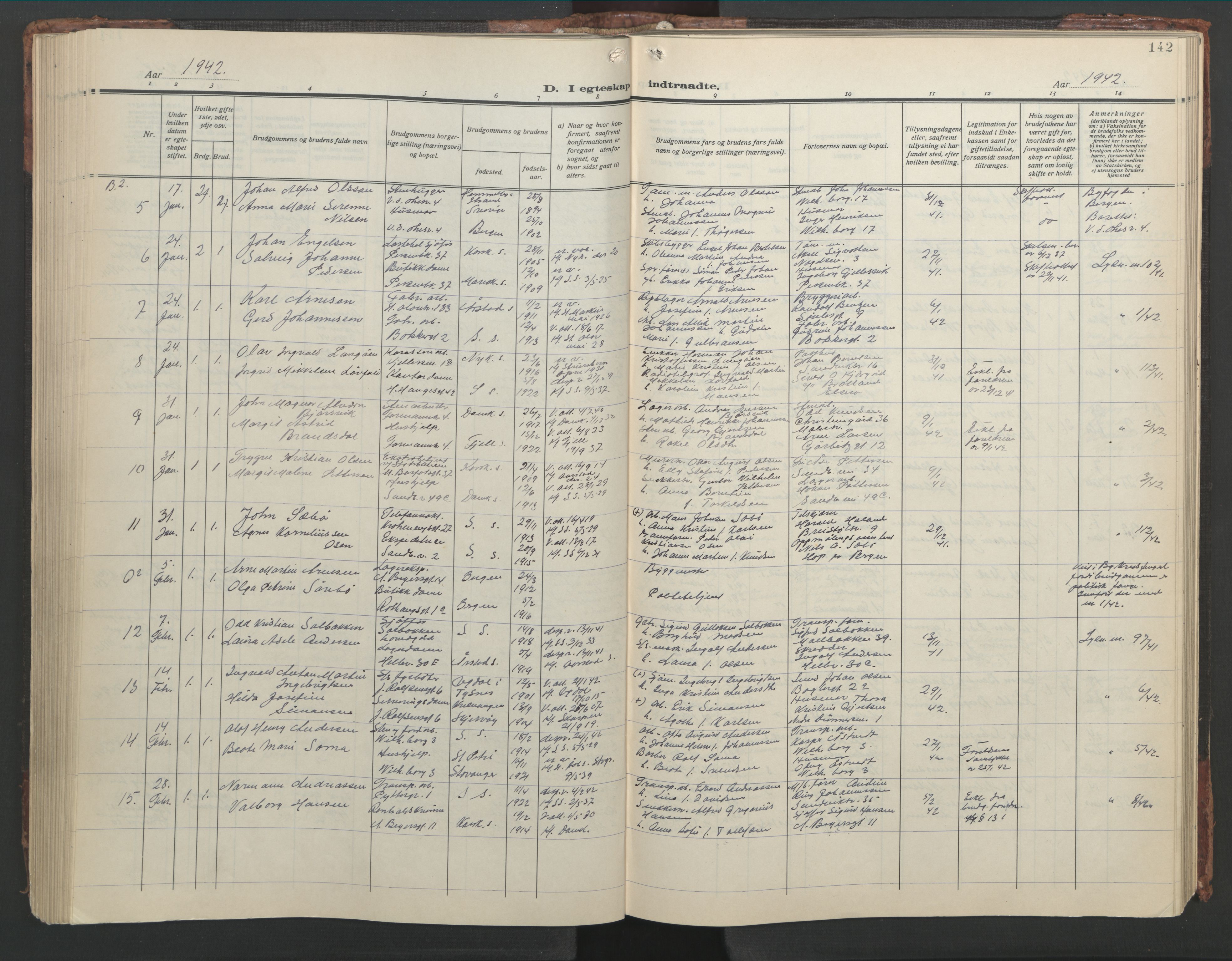 Sandviken Sokneprestembete, AV/SAB-A-77601/H/Hb/L0015: Parish register (copy) no. D 2, 1929-1953, p. 141b-142a