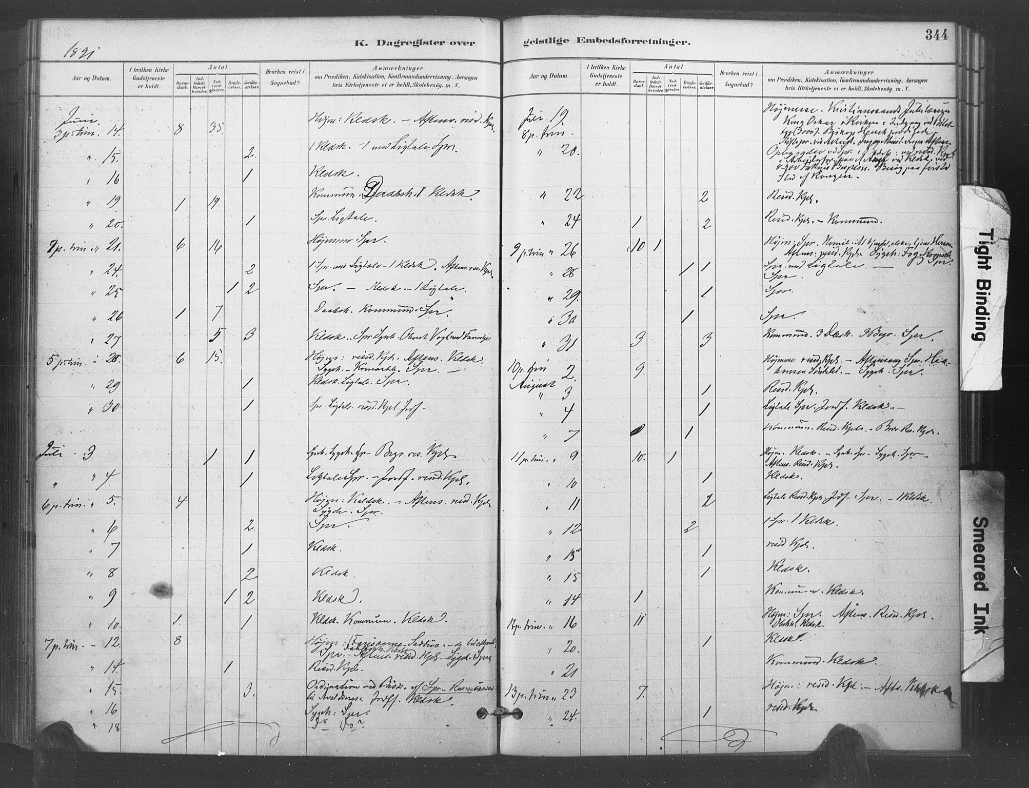 Kristiansand domprosti, AV/SAK-1112-0006/F/Fa/L0018: Parish register (official) no. A 17, 1880-1892, p. 344