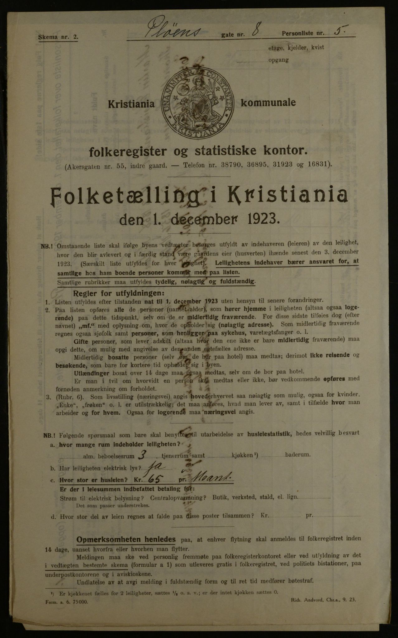 OBA, Municipal Census 1923 for Kristiania, 1923, p. 89189