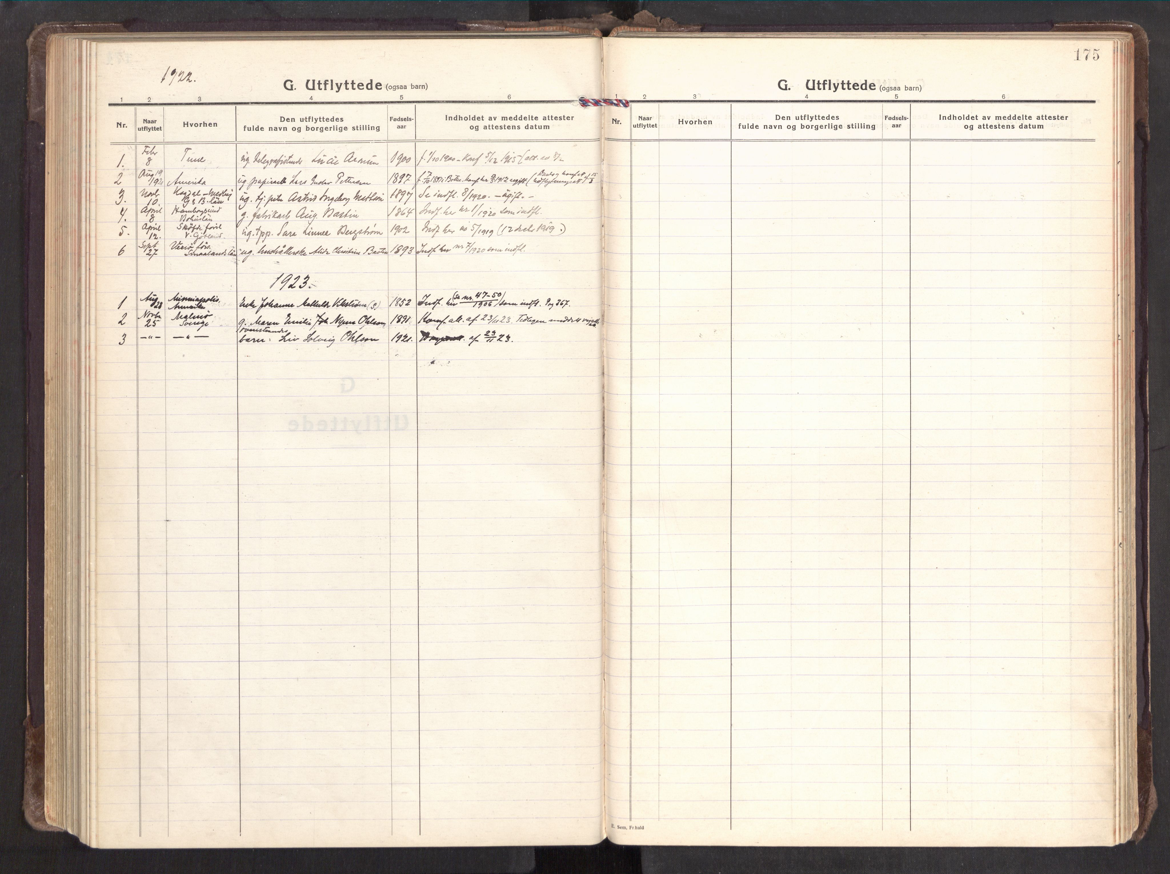 Sarpsborg prestekontor Kirkebøker, SAO/A-2006/F/Fa/L0009: Parish register (official) no. 9, 1919-1931, p. 175