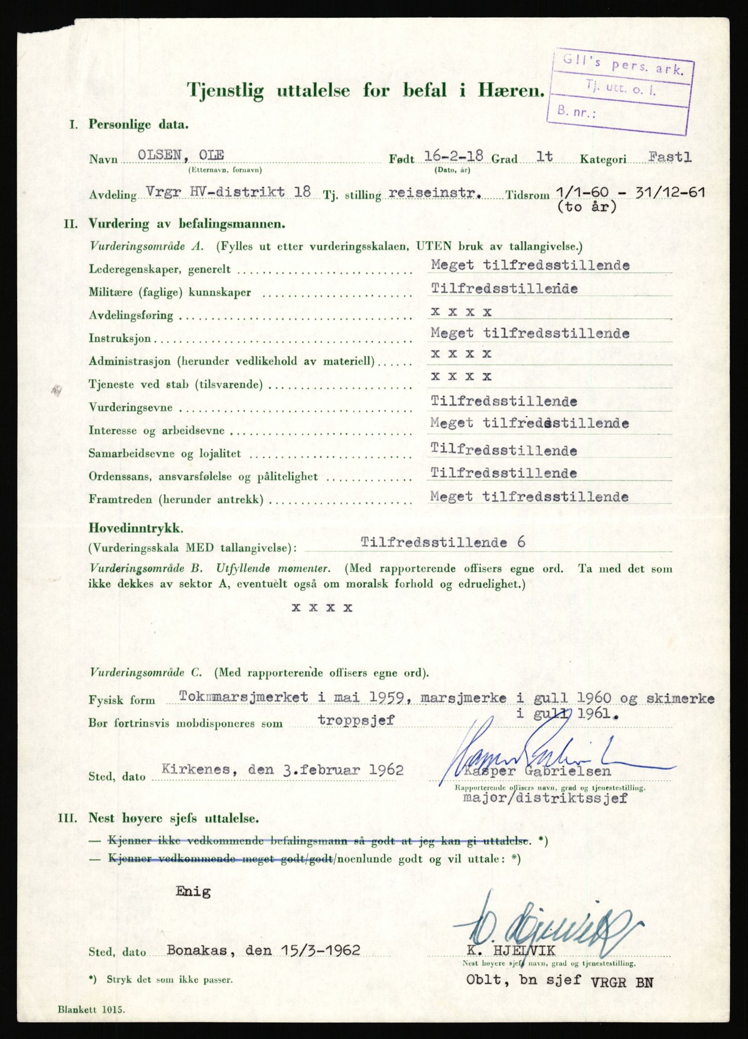 Forsvaret, Varanger bataljon, AV/RA-RAFA-2258/1/D/L0456: Rulleblad og tjenesteuttalelser for befal født 1916-1919 og 1921-1923, 1916-1923, p. 253