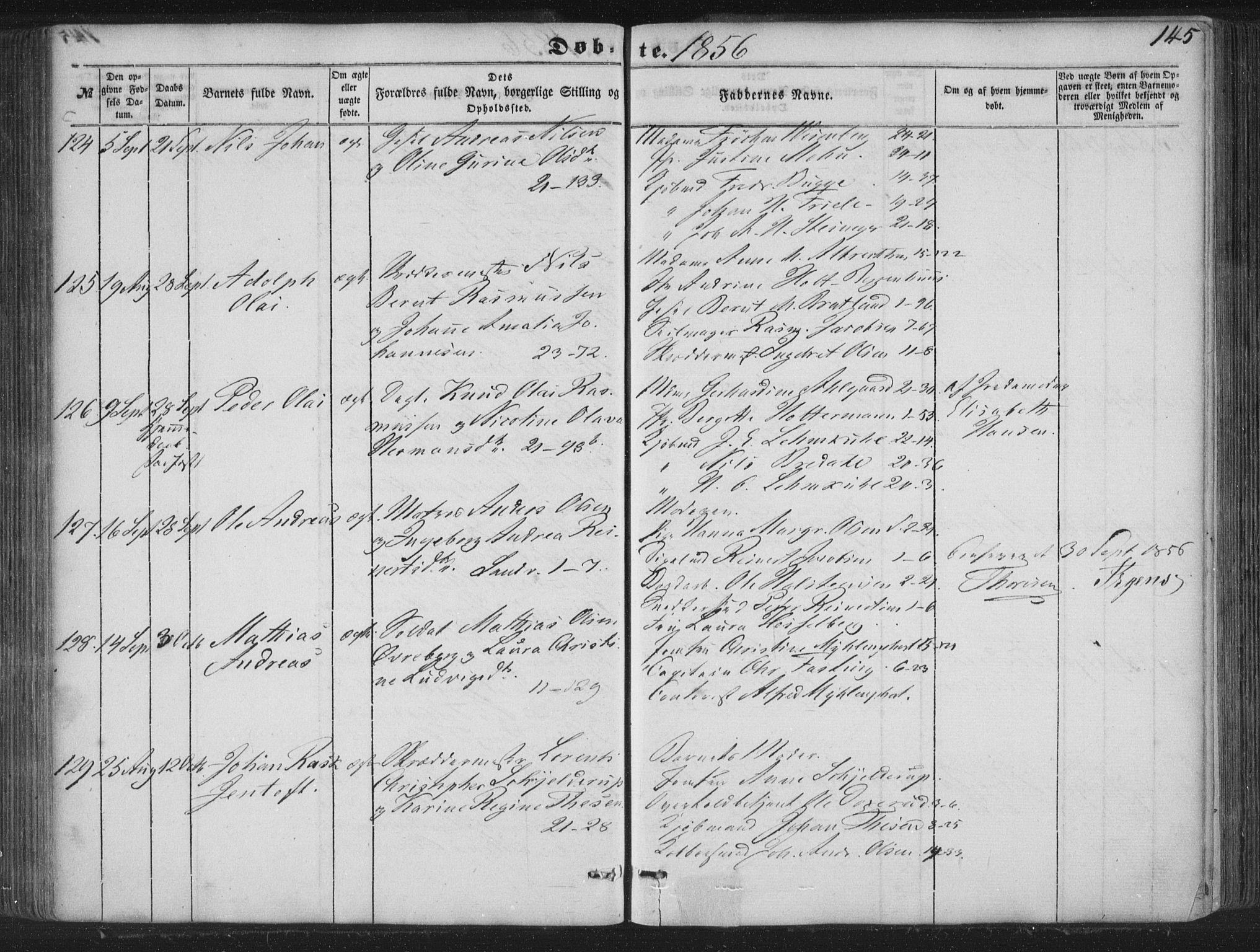 Korskirken sokneprestembete, AV/SAB-A-76101/H/Haa/L0017: Parish register (official) no. B 3, 1851-1857, p. 145