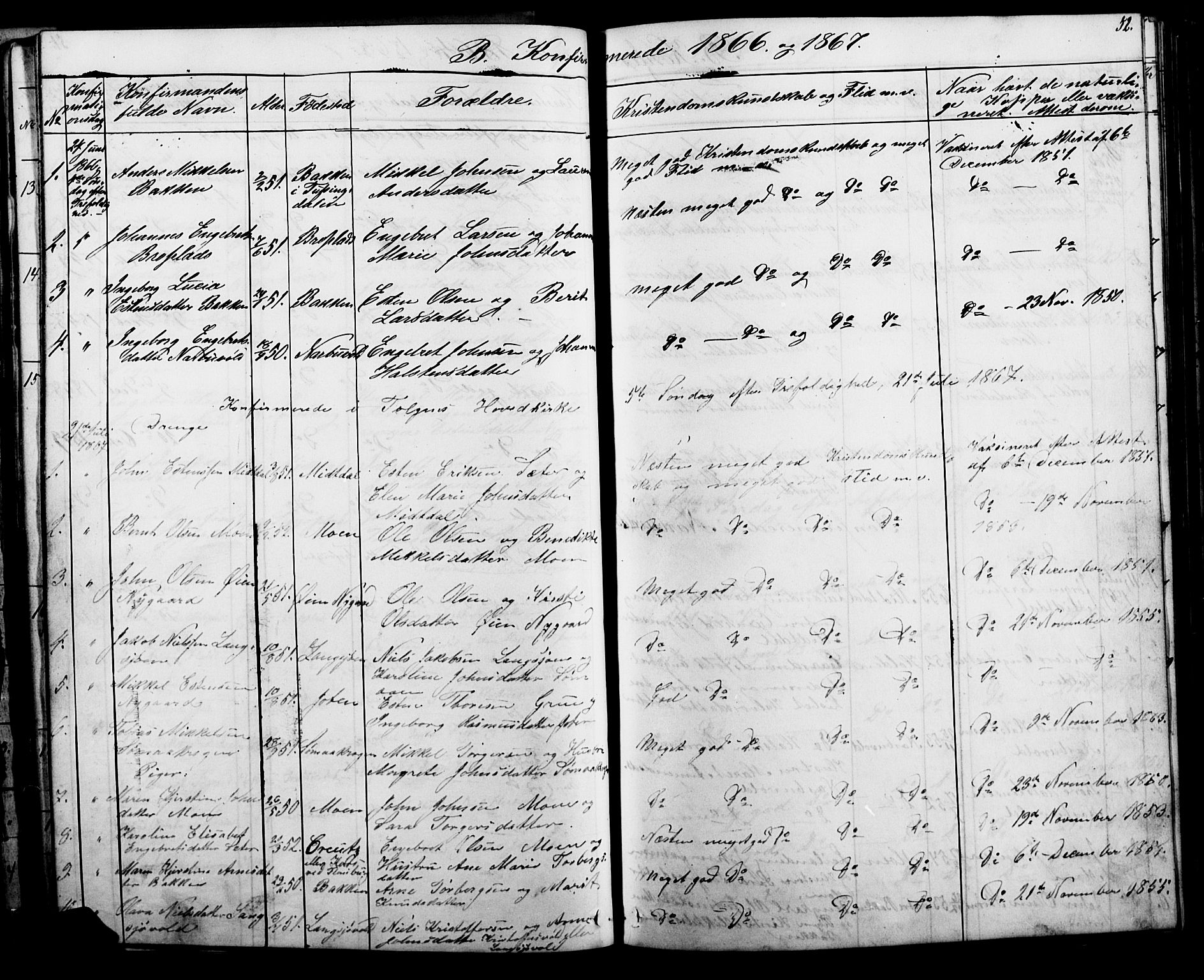 Tolga prestekontor, AV/SAH-PREST-062/L/L0006: Parish register (copy) no. 6, 1864-1894, p. 52