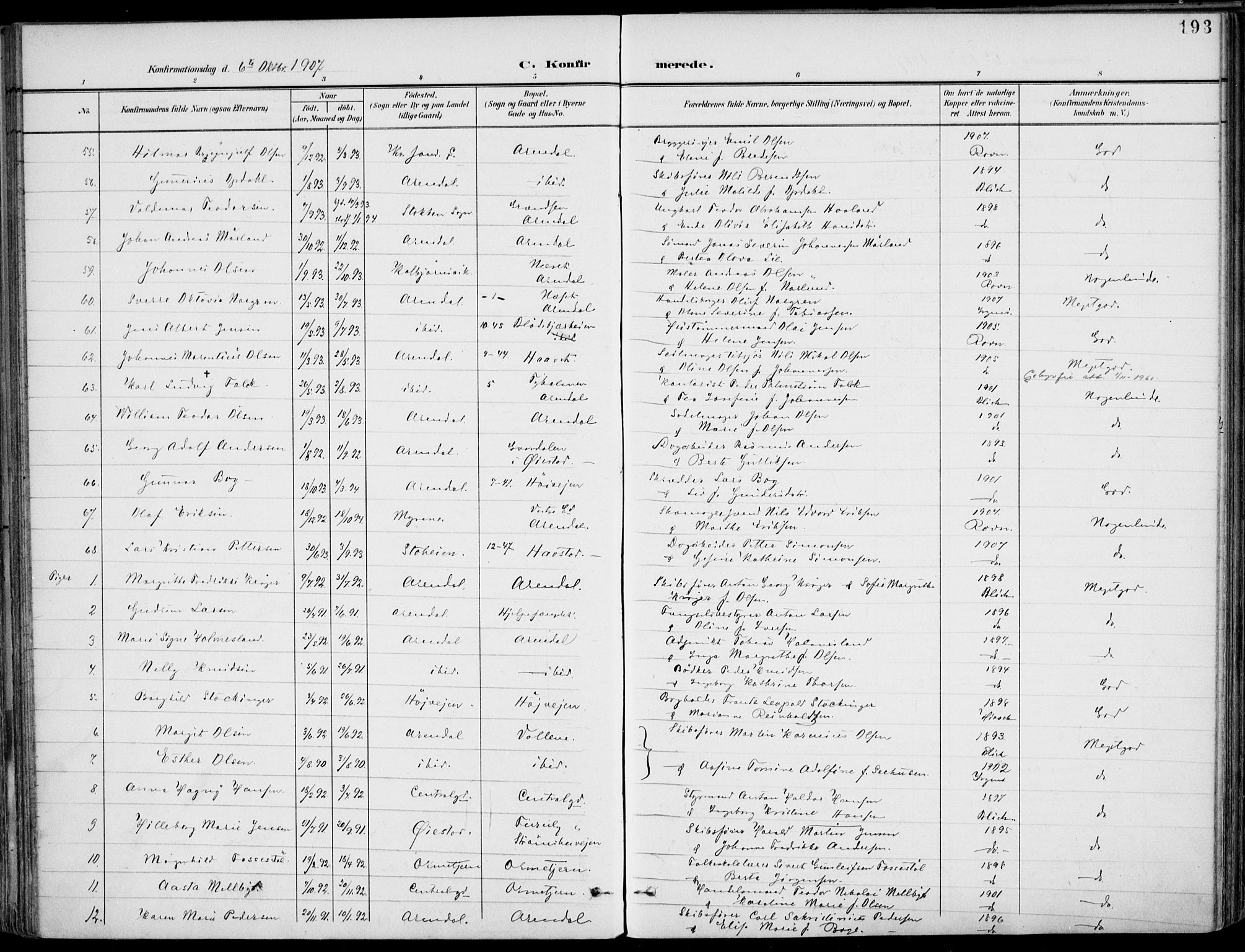 Barbu sokneprestkontor, AV/SAK-1111-0003/F/Fa/L0005: Parish register (official) no. A 5, 1899-1909, p. 193