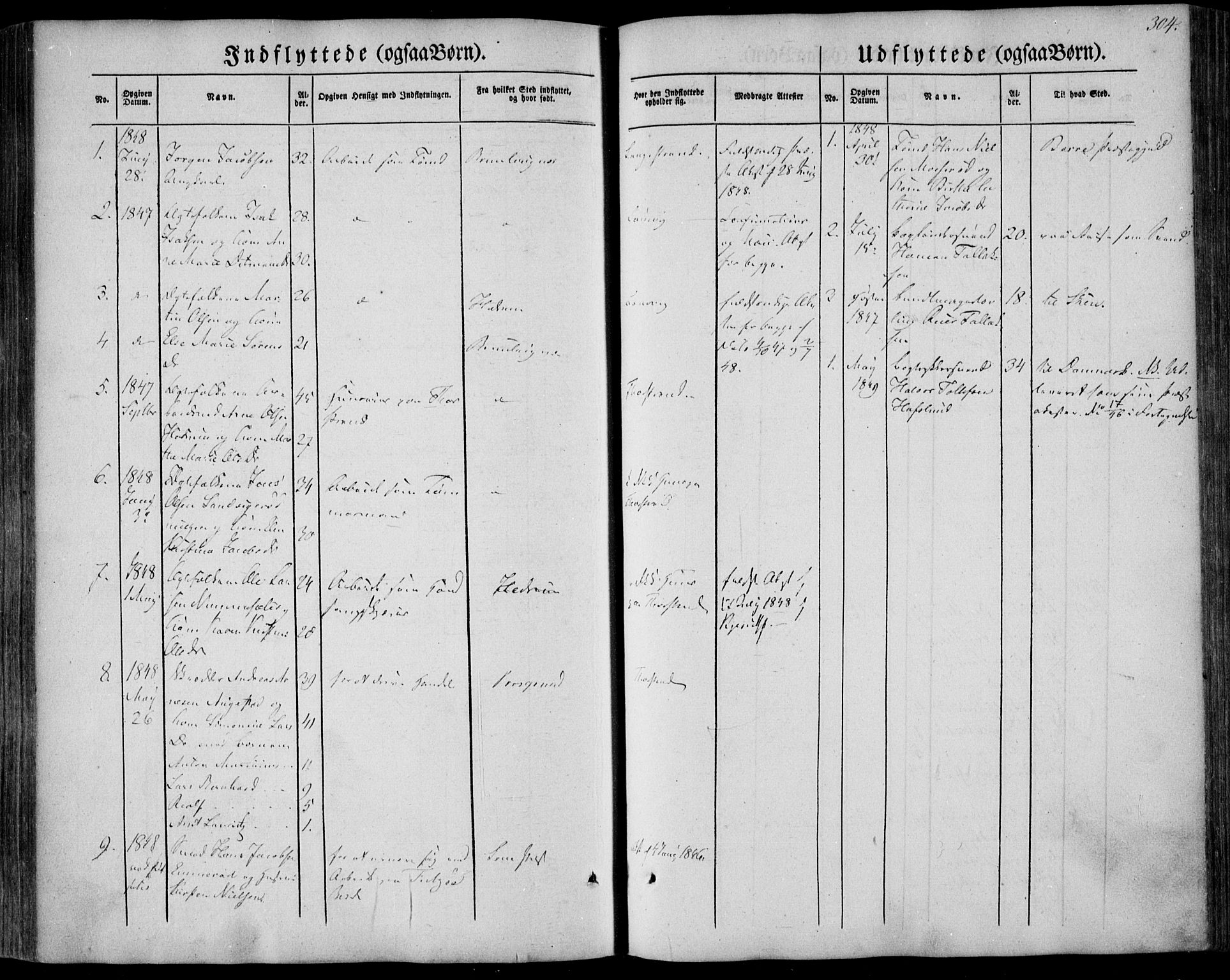 Larvik kirkebøker, SAKO/A-352/F/Fa/L0003: Parish register (official) no. I 3, 1848-1856, p. 304