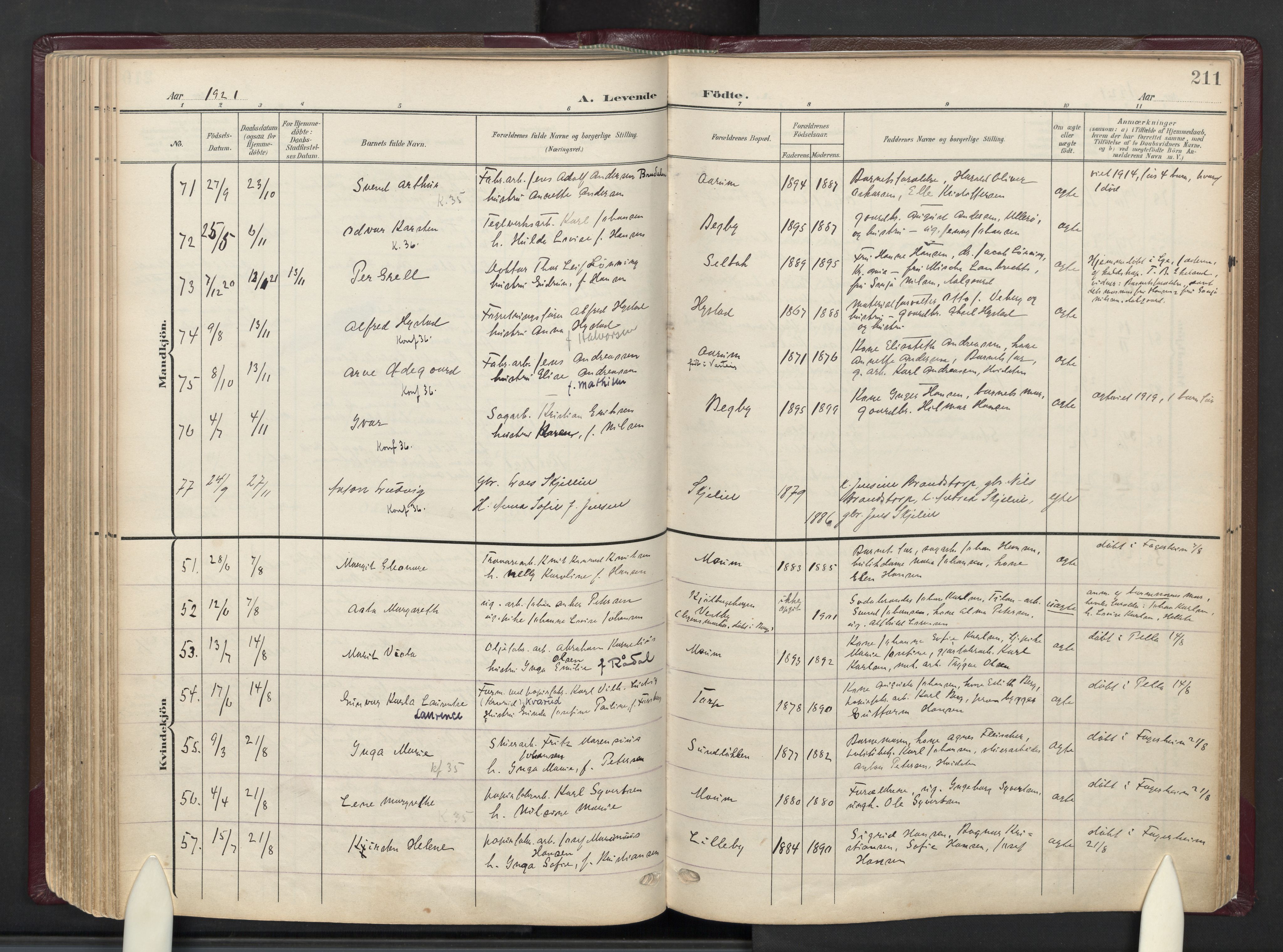 Borge prestekontor Kirkebøker, AV/SAO-A-10903/F/Fa/L0010: Parish register (official) no. I 10, 1907-1925, p. 211