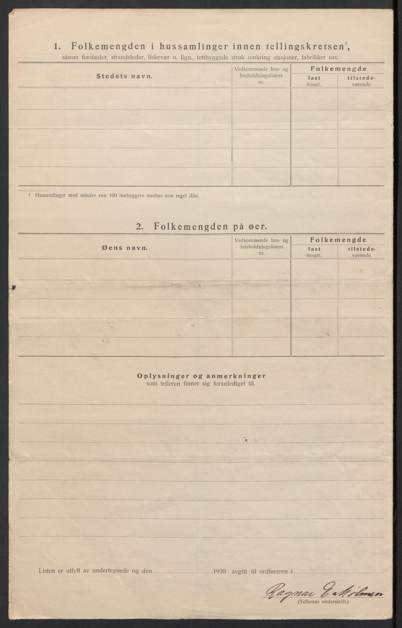 SAH, 1920 census for Lesja, 1920, p. 9