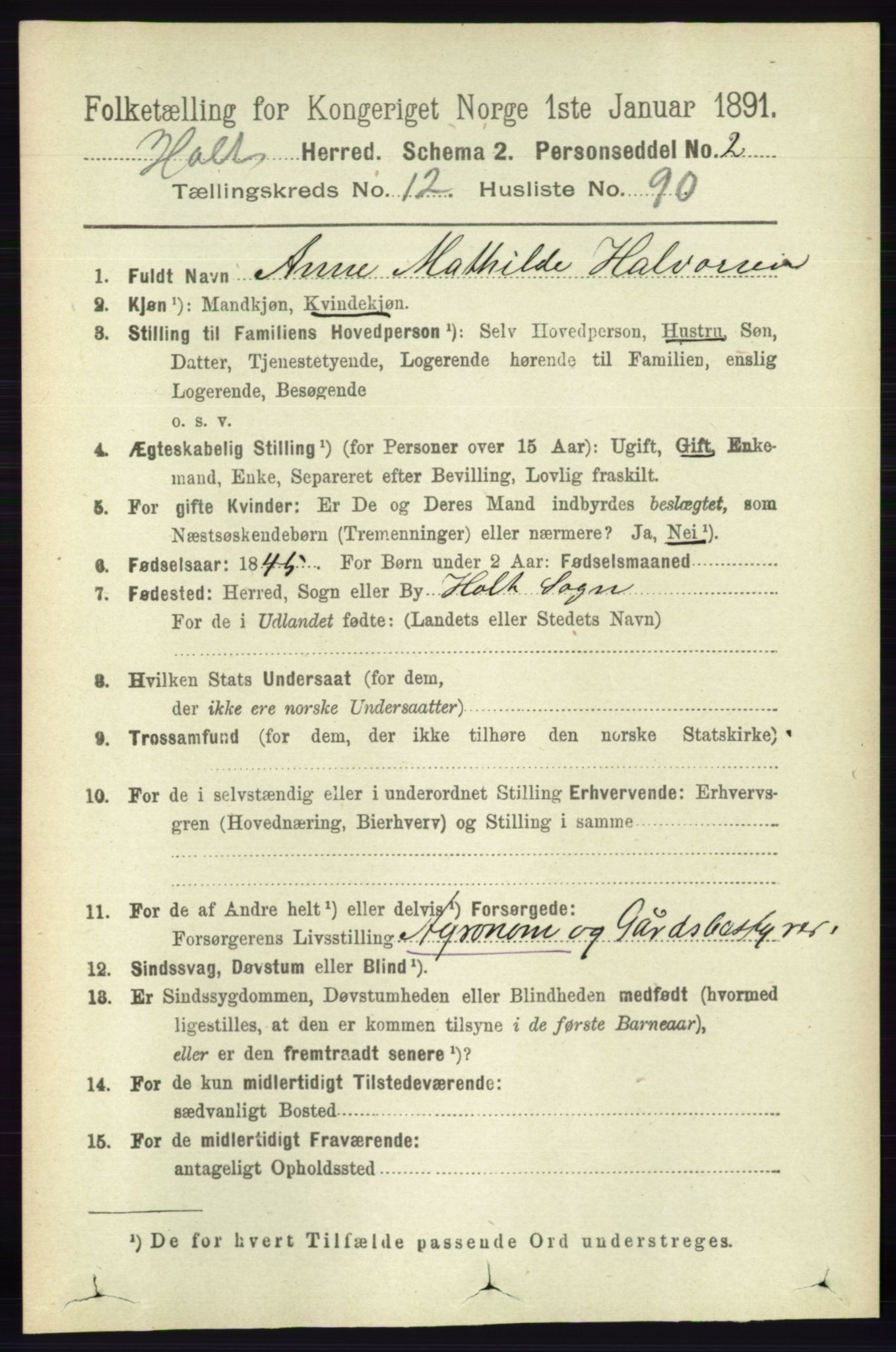 RA, 1891 census for 0914 Holt, 1891, p. 5661