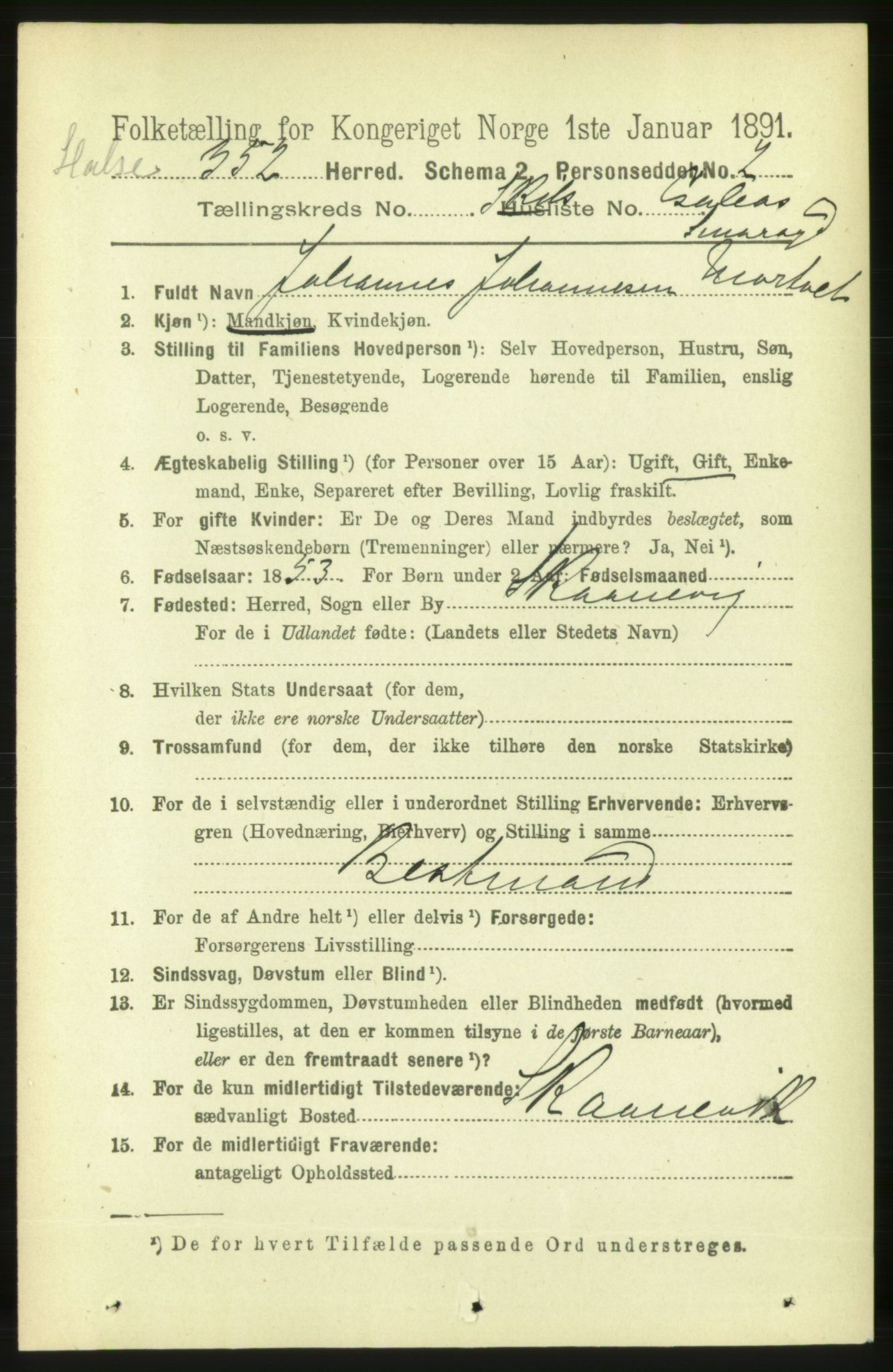 RA, 1891 census for 1571 Halsa, 1891, p. 1861