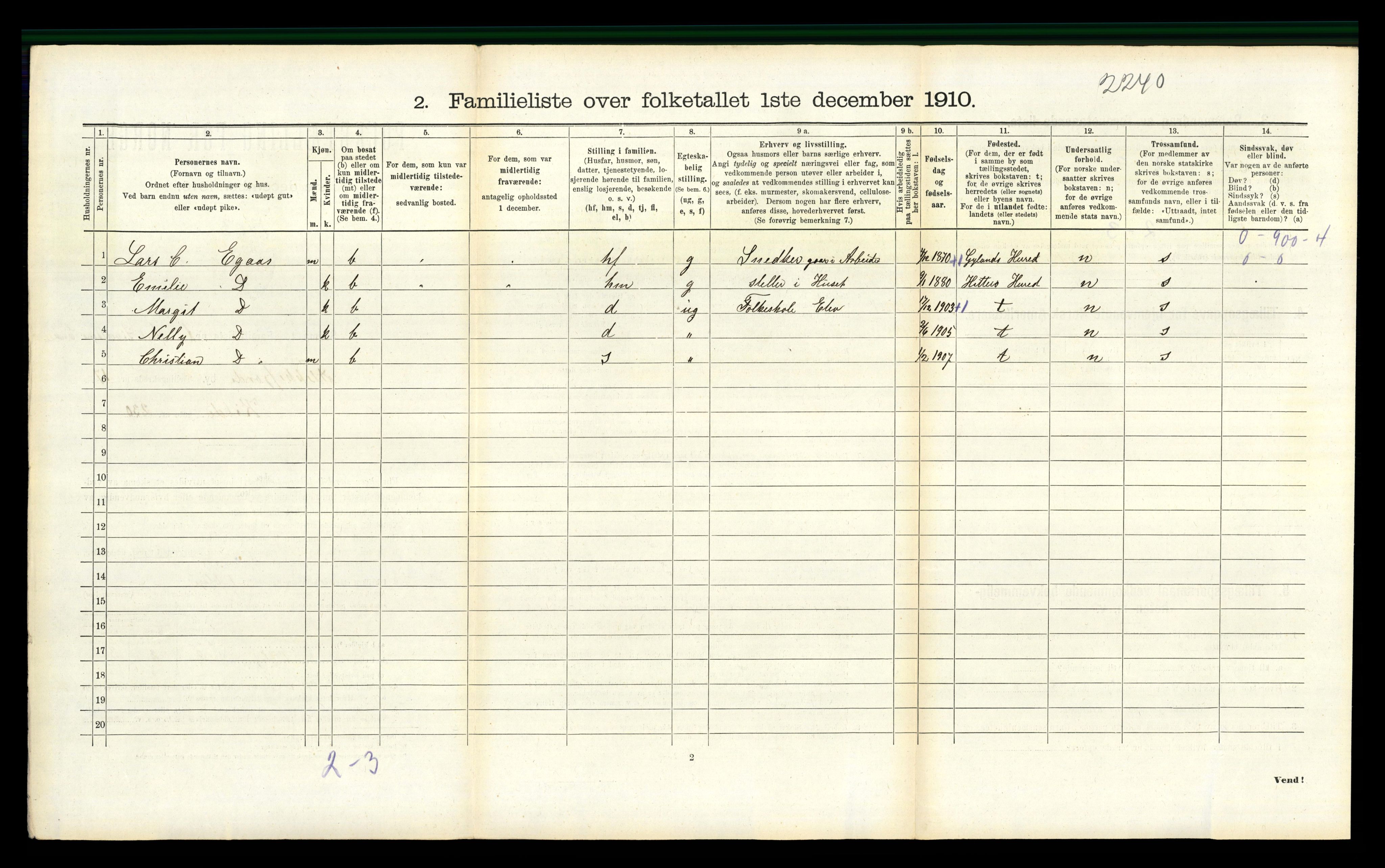 RA, 1910 census for Flekkefjord, 1910, p. 1485