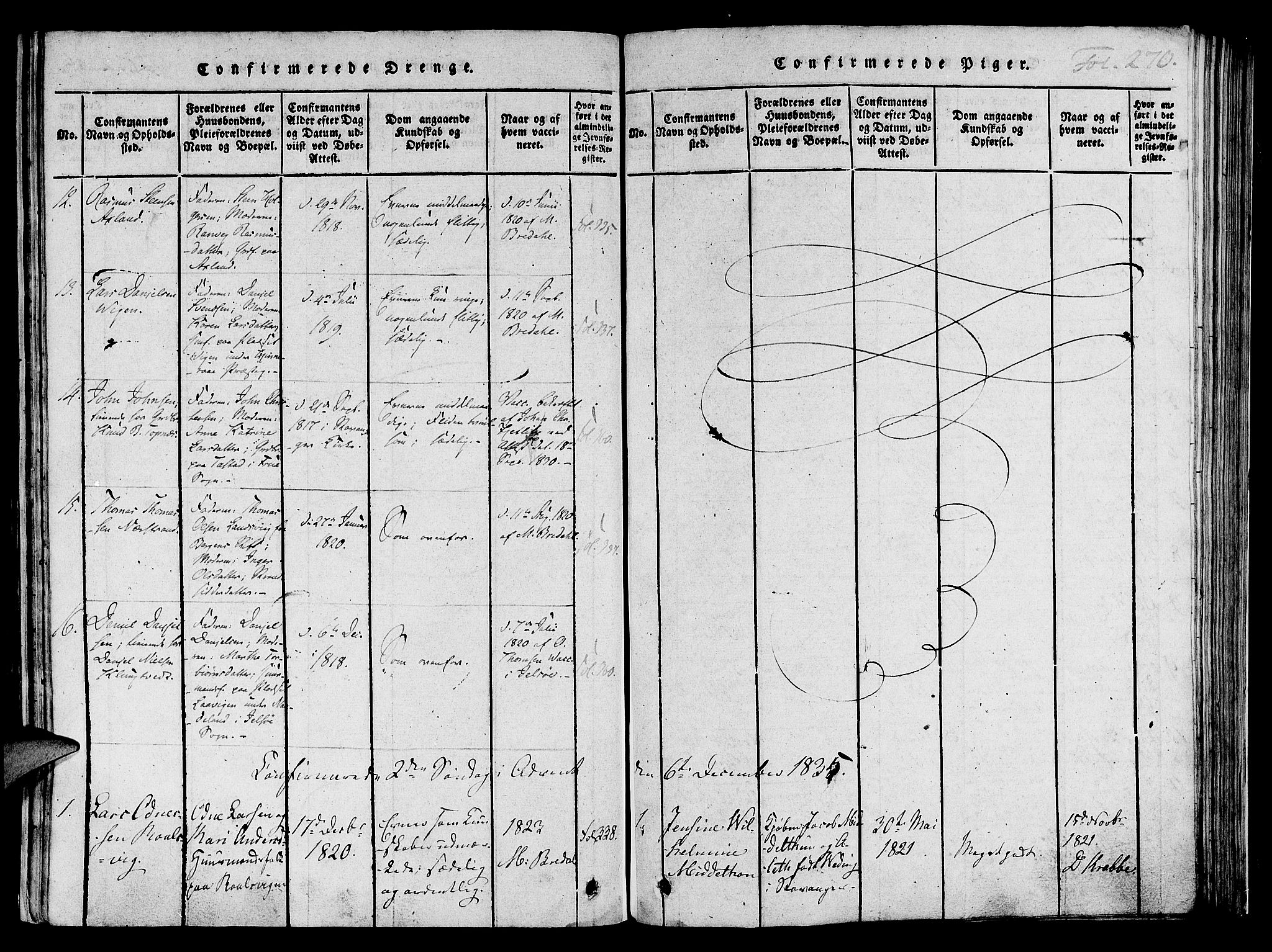 Nedstrand sokneprestkontor, AV/SAST-A-101841/01/IV: Parish register (official) no. A 6, 1816-1838, p. 270