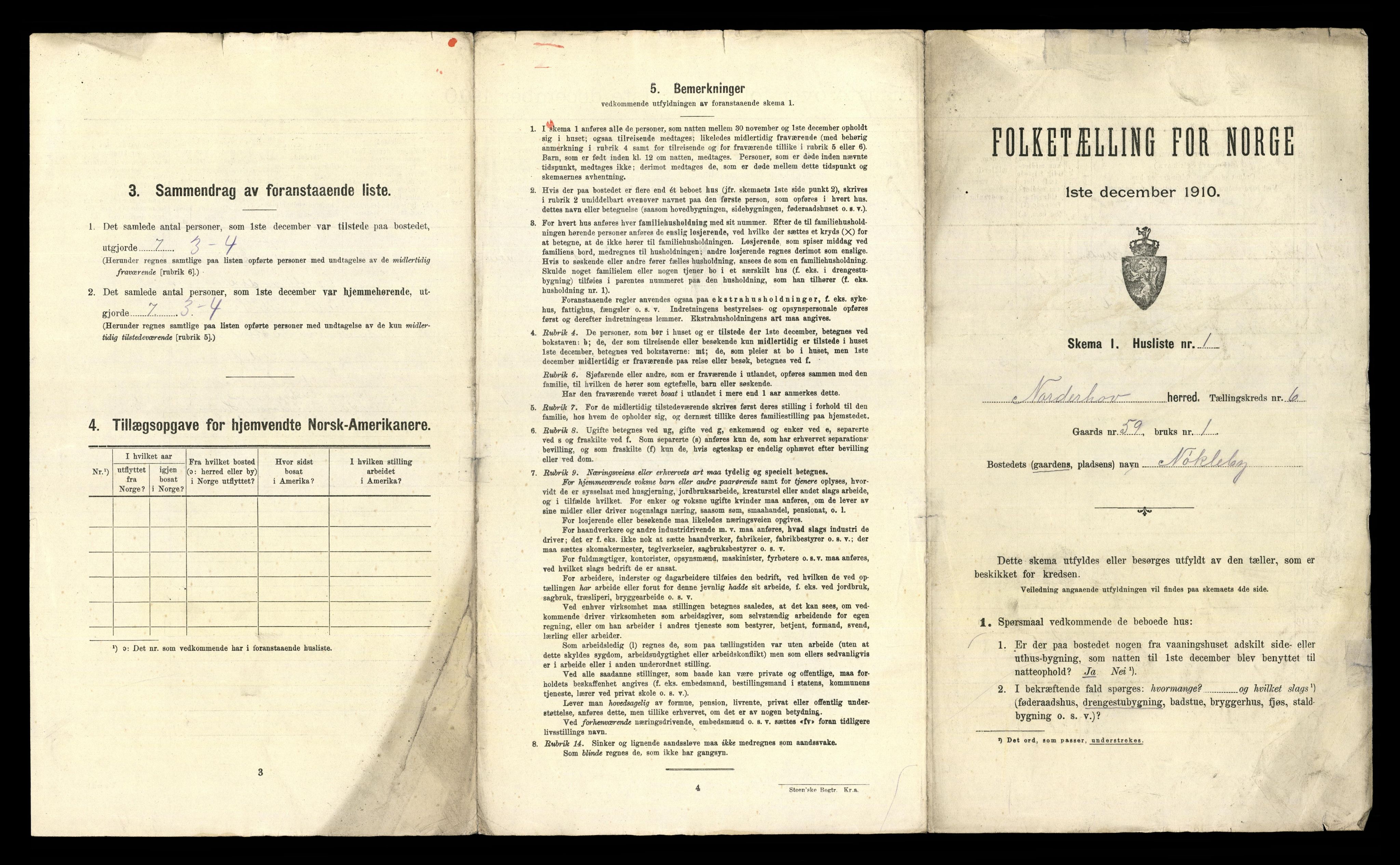 RA, 1910 census for Norderhov, 1910, p. 1476