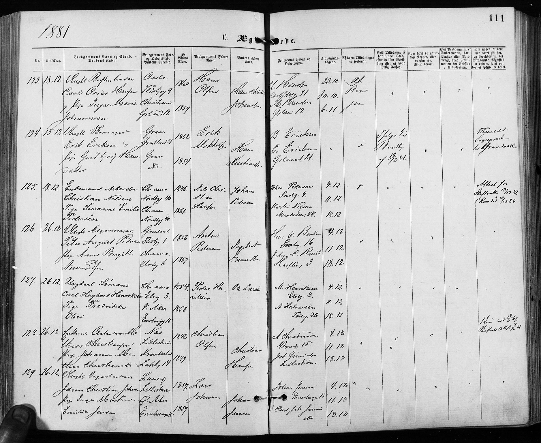 Grønland prestekontor Kirkebøker, AV/SAO-A-10848/F/Fa/L0006: Parish register (official) no. 6, 1877-1886, p. 111