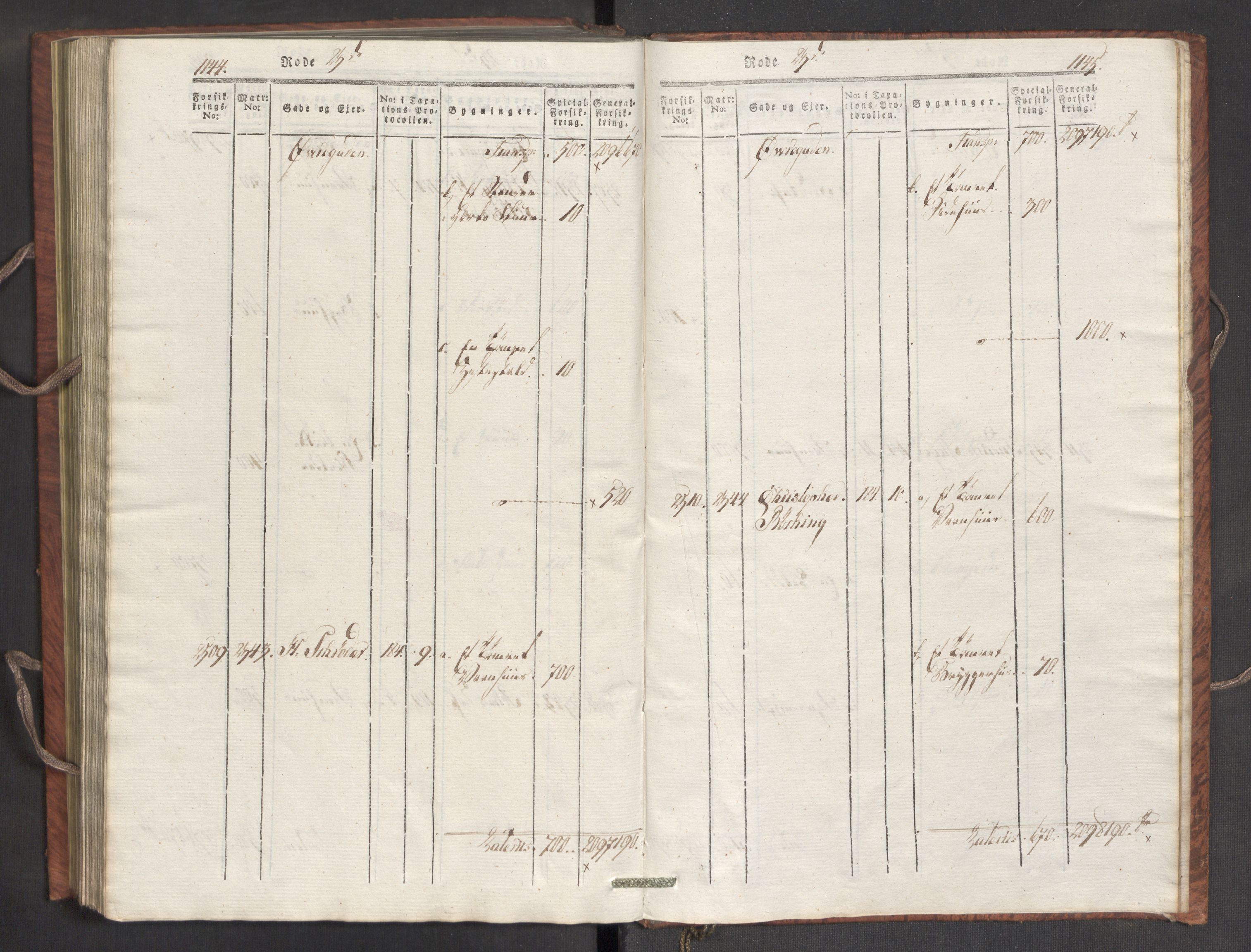 Kommersekollegiet, Brannforsikringskontoret 1767-1814, AV/RA-EA-5458/F/Fa/L0007/0002: Bergen / Branntakstprotokoll, 1807-1817, p. 1144-1145