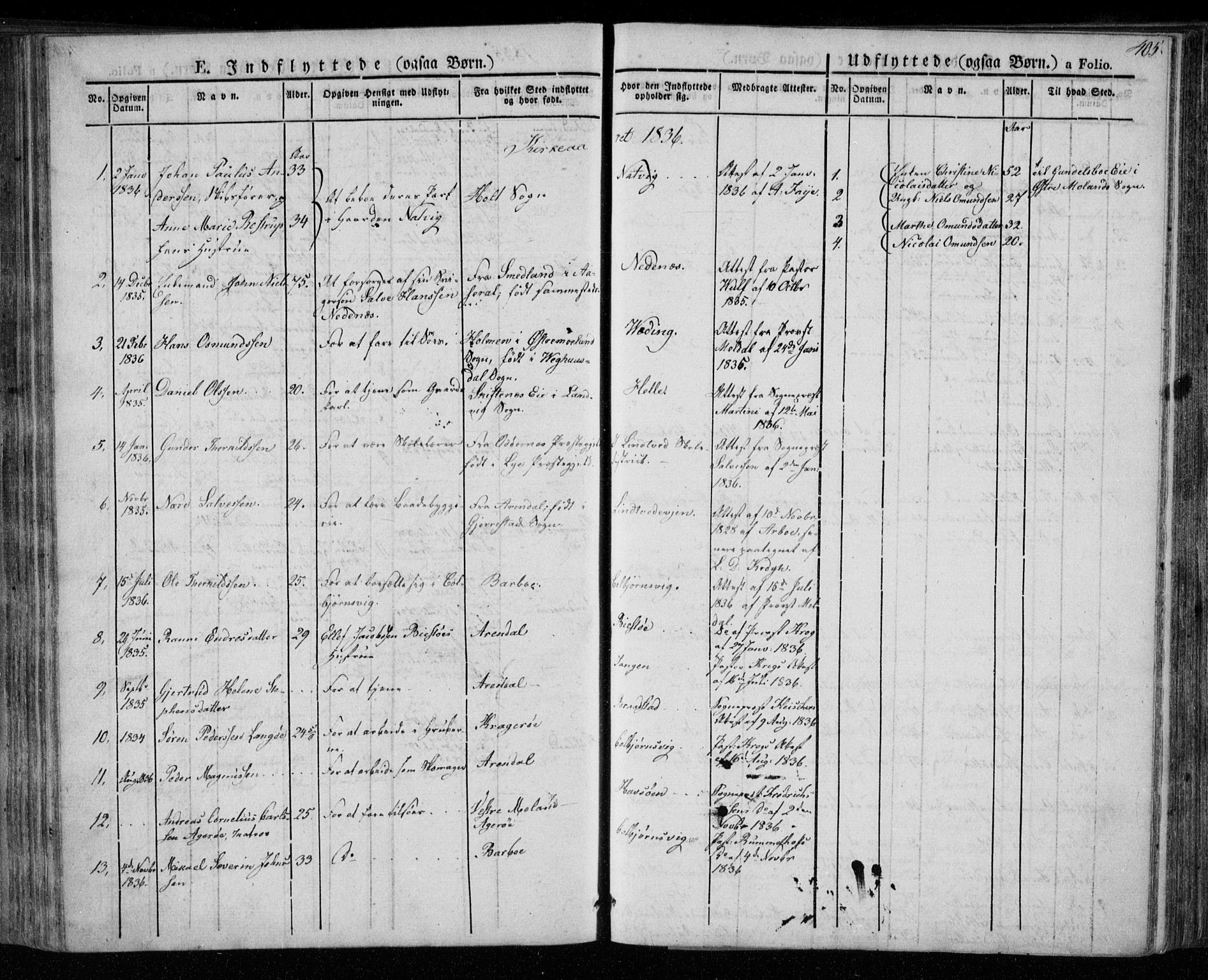 Øyestad sokneprestkontor, SAK/1111-0049/F/Fa/L0013: Parish register (official) no. A 13, 1827-1842, p. 405